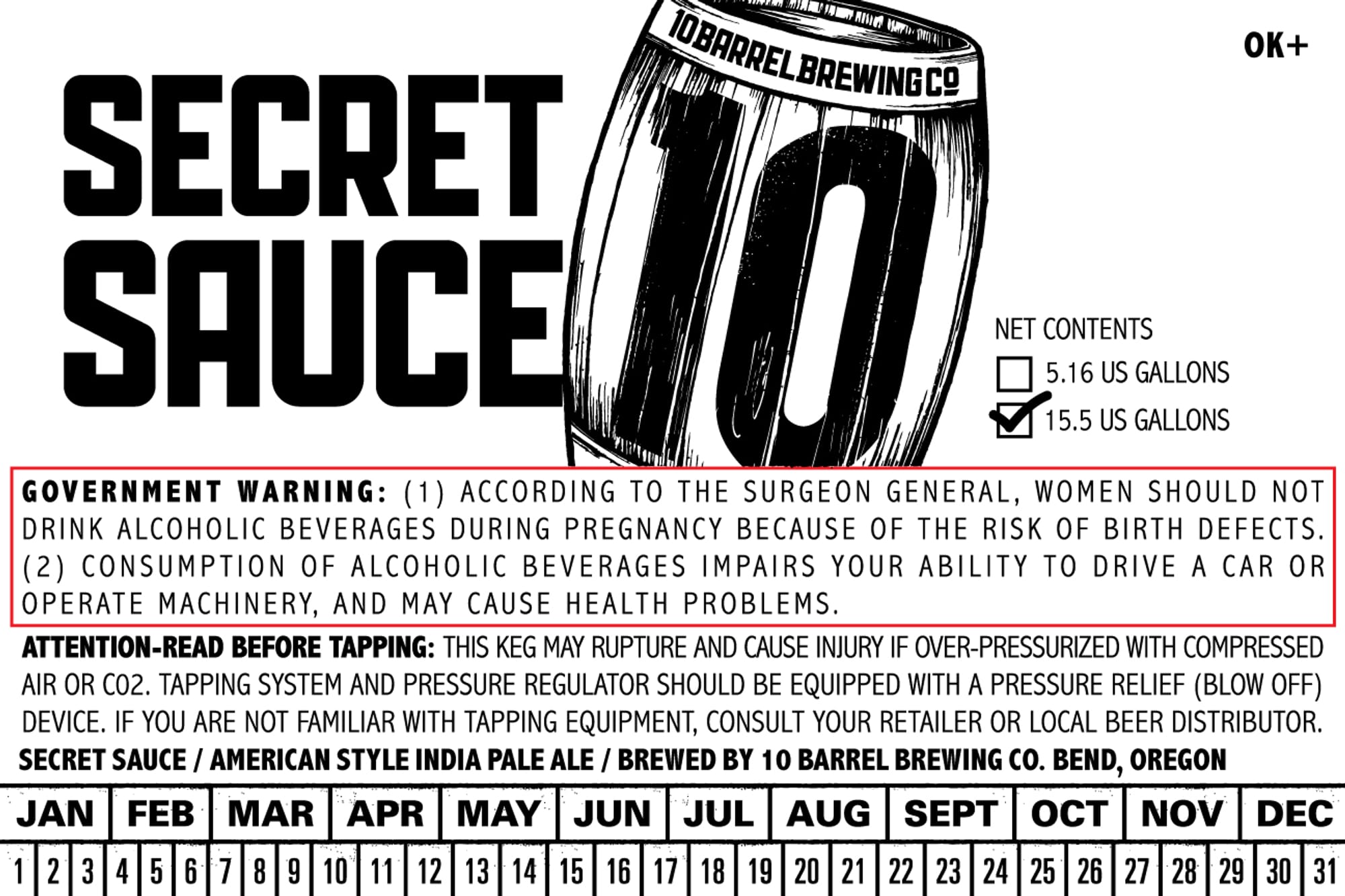 Secret Sauce by 10 Barrel Brewing Co. - beer label
