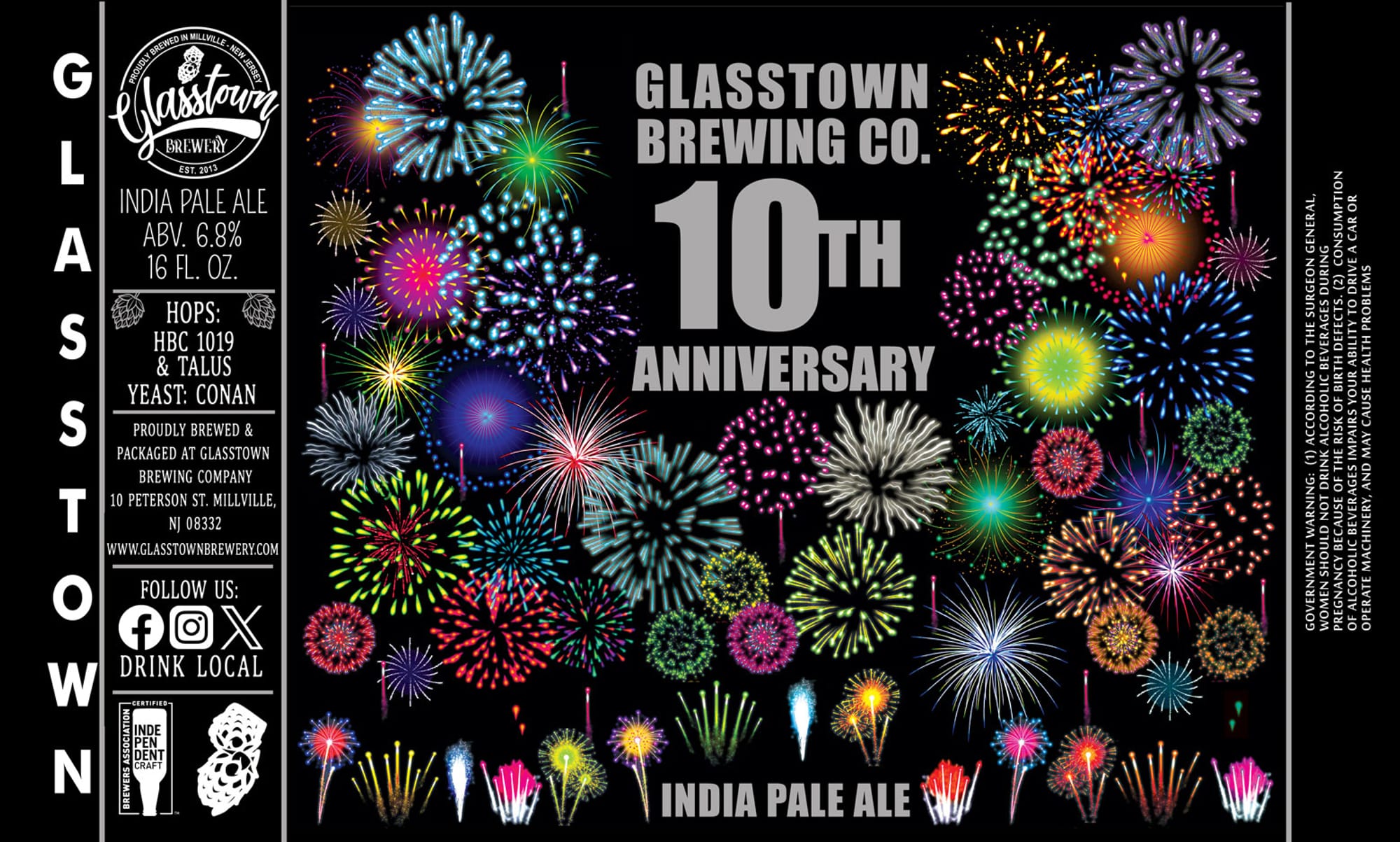 10th Anniversary India Pale Ale by Glasstown Brewing Co. - beer label