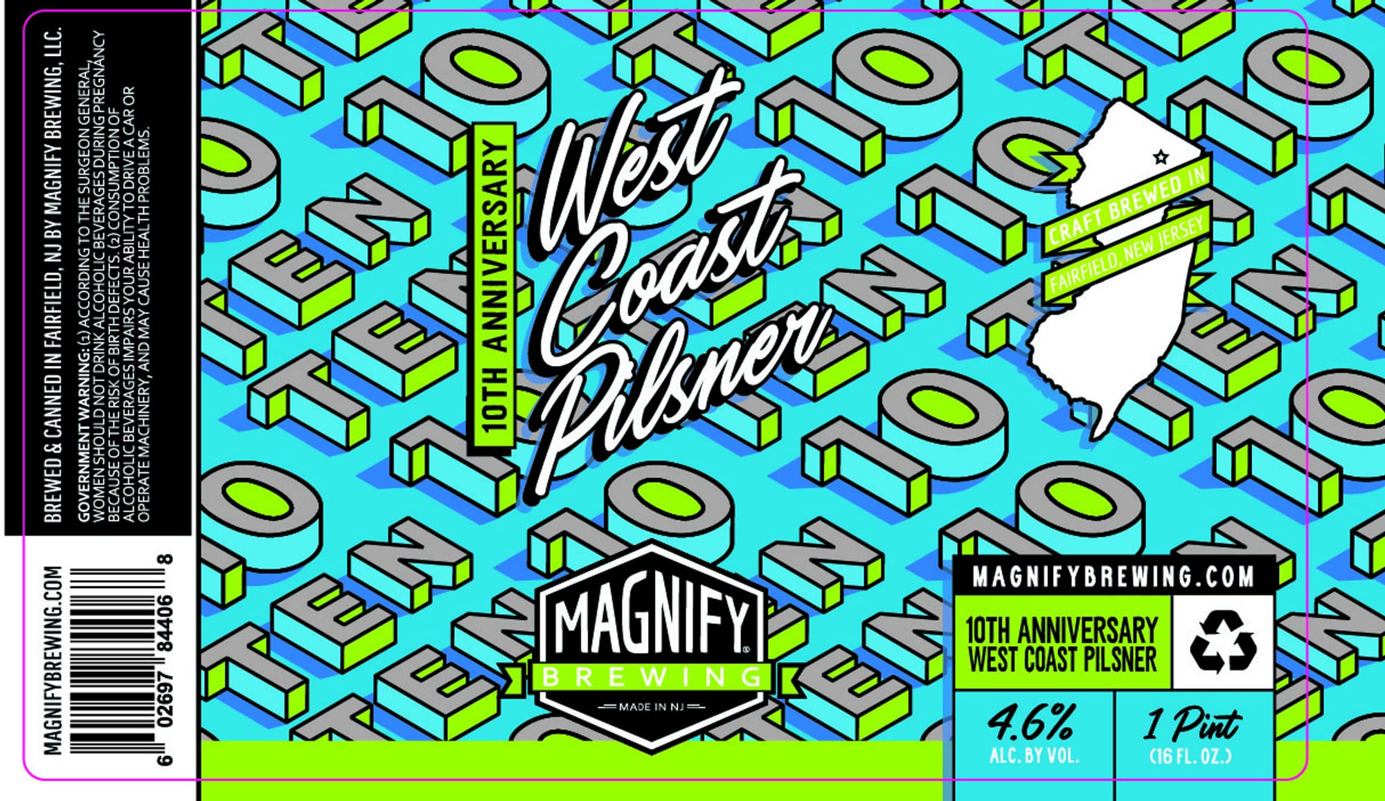 10th Anniversary West Coast Pilsner by Magnify Brewing - beer label