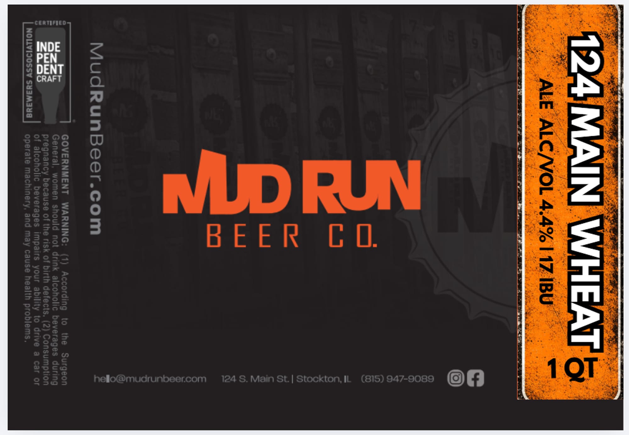 124 Main Wheat by MudRun Beer Co. - beer label