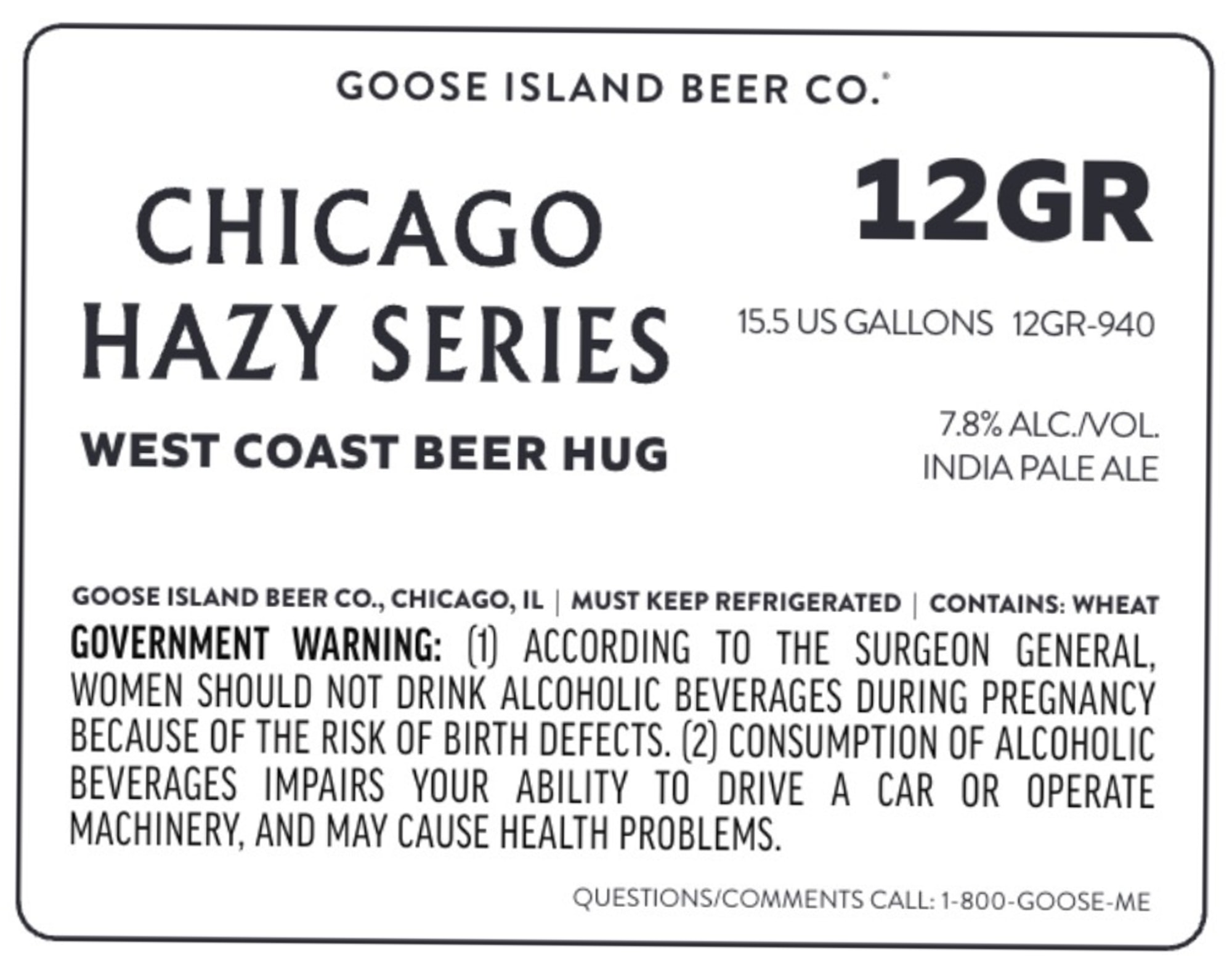 12GR by Goose Island Beer Co. - beer label