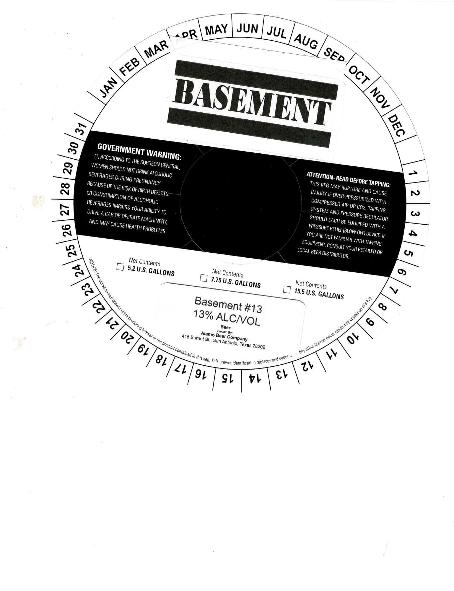 #13 by Basement Beer Company - beer label
