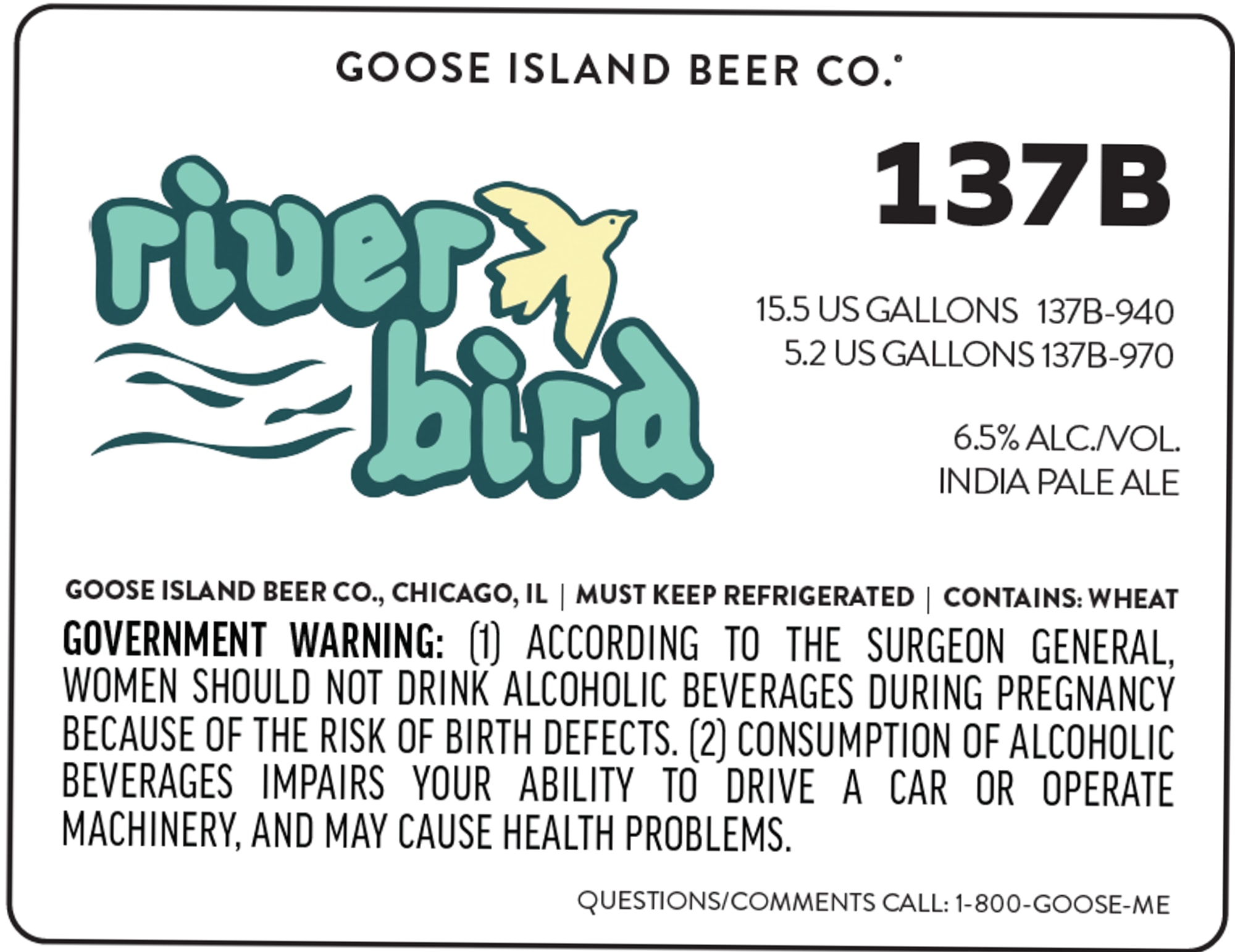 137B by Goose Island Beer Co. - beer label