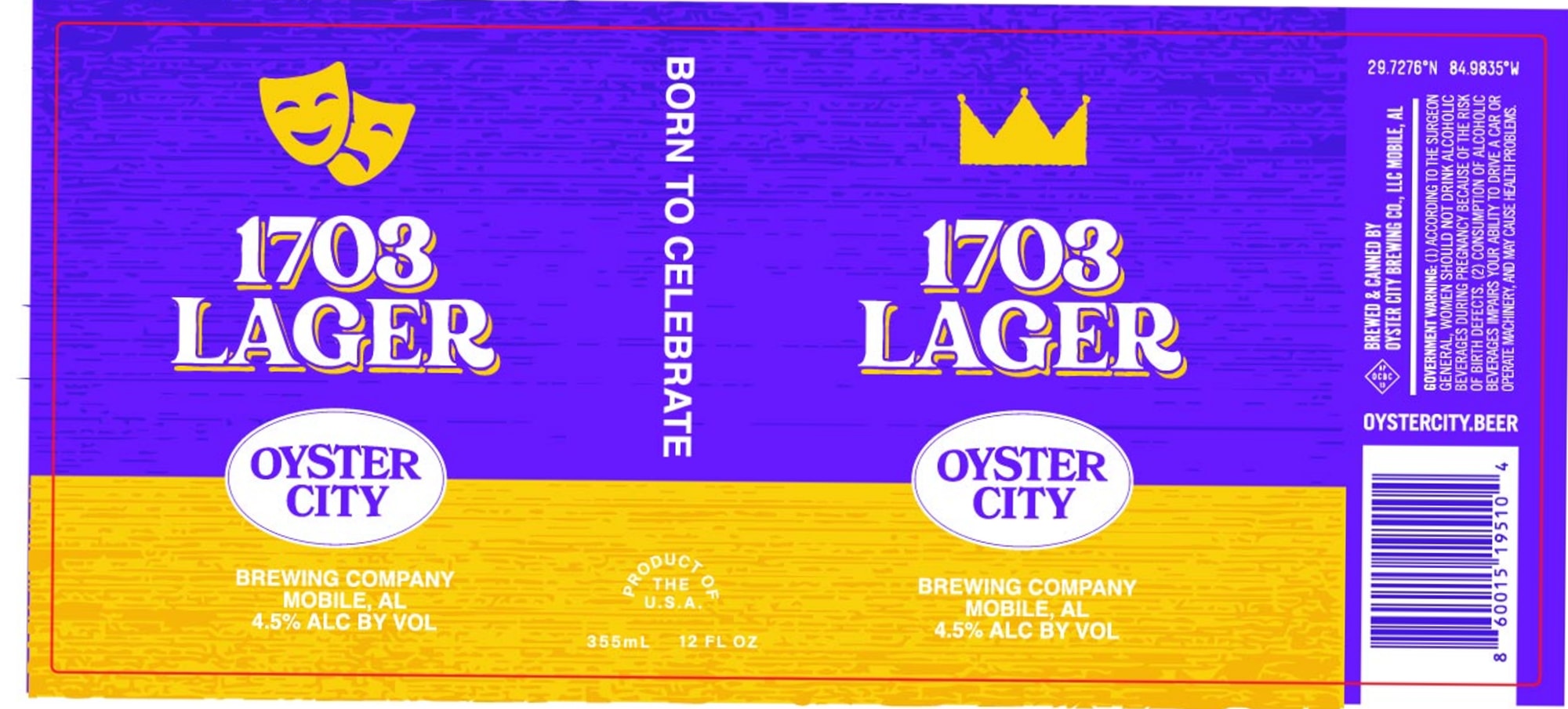 1703 Lager by Oyster City Brewing Company - beer label