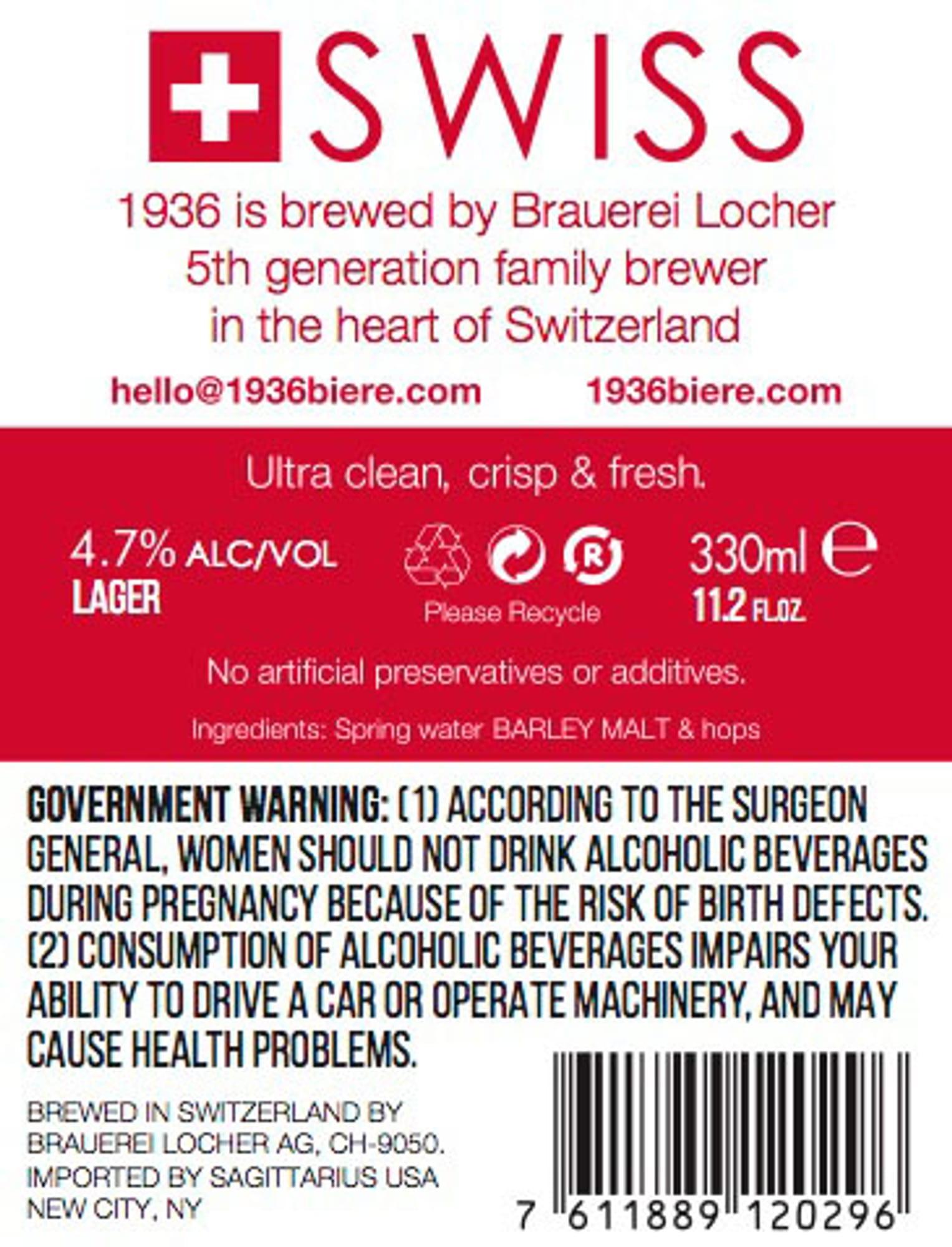 1936 Biere by Brauerei Locher AG - beer label