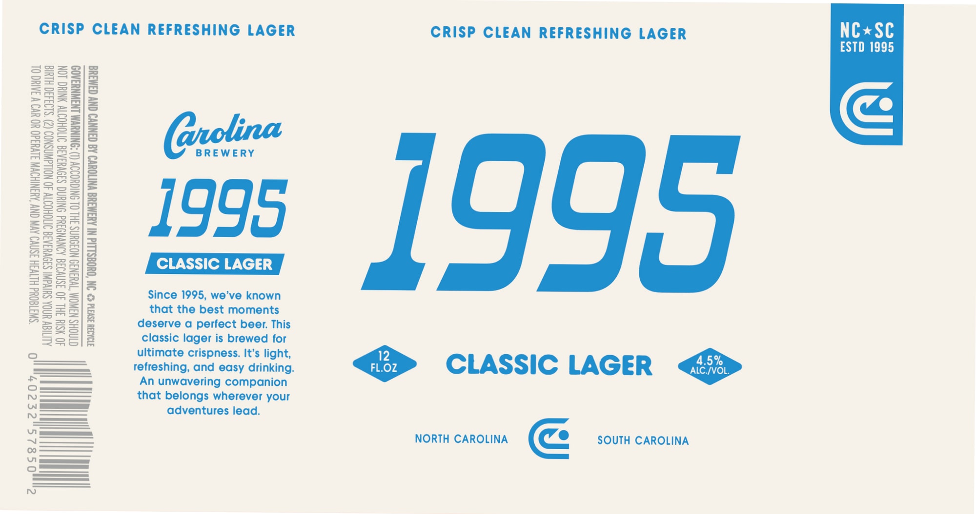 1995 Classic Lager by Carolina Brewery - beer label