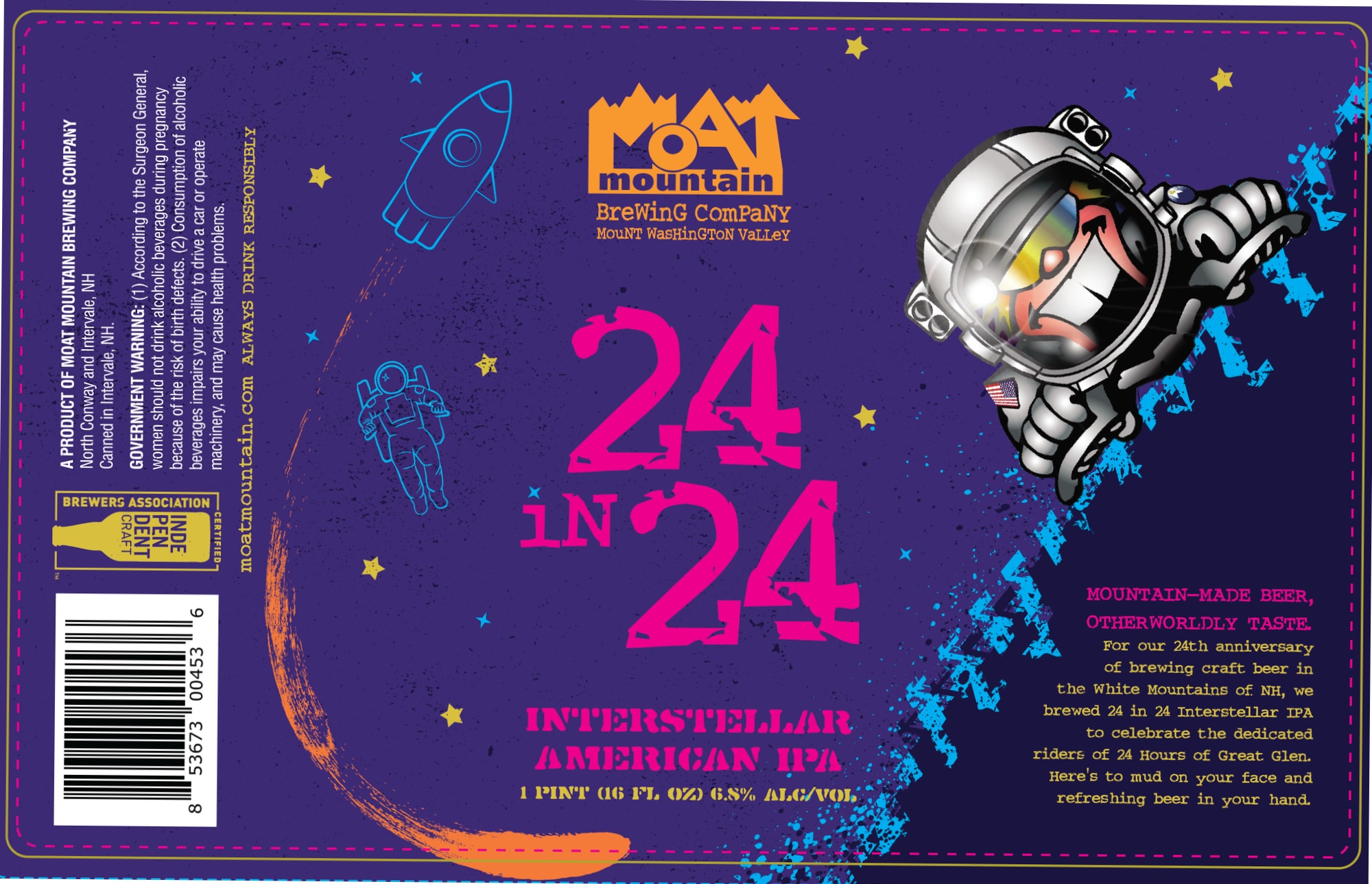 24 Interstellar IPA by Moat Mountain Brewing Co. - beer label