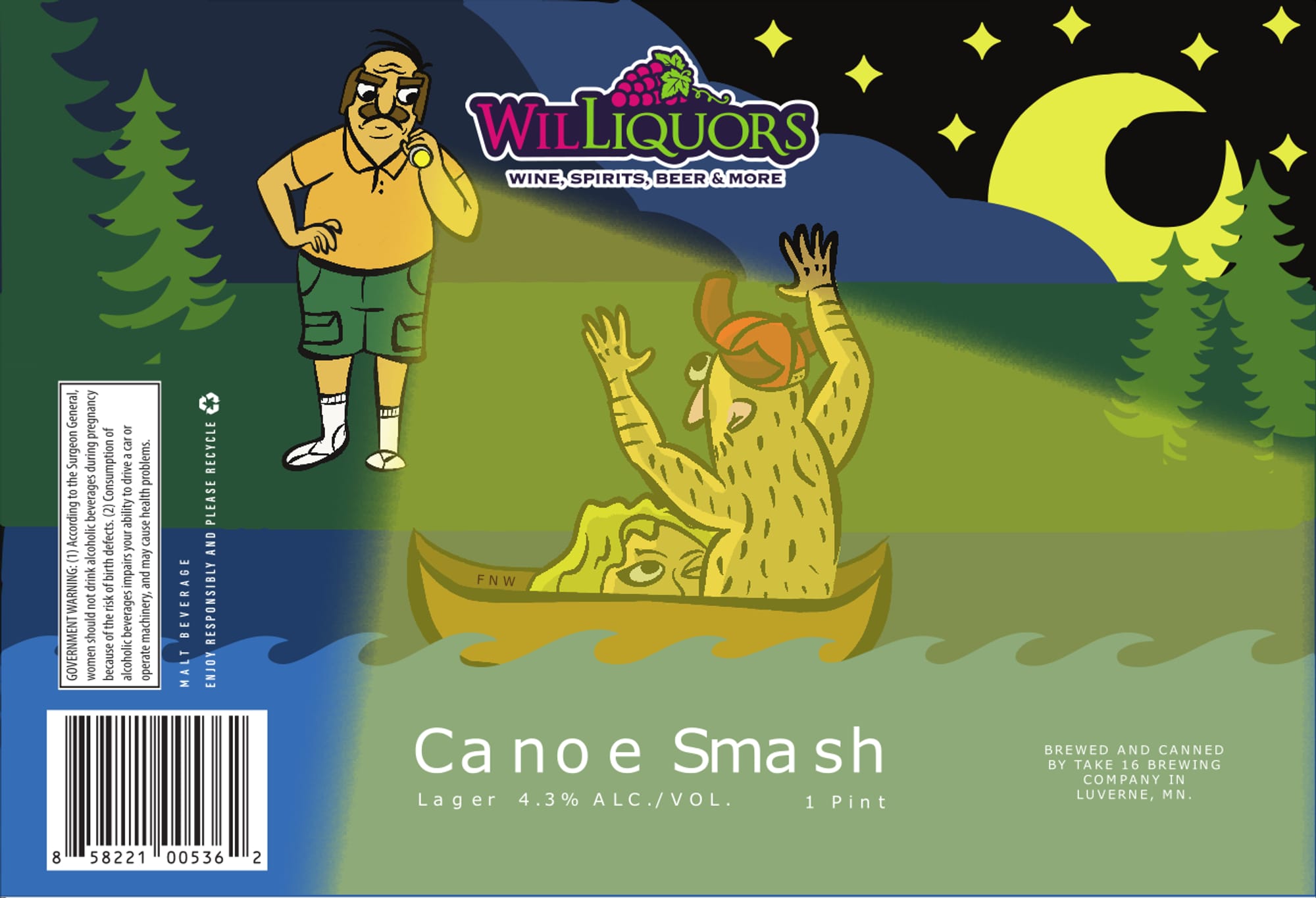 Williquors Canoe Smash by 16 Brewing Company - beer label