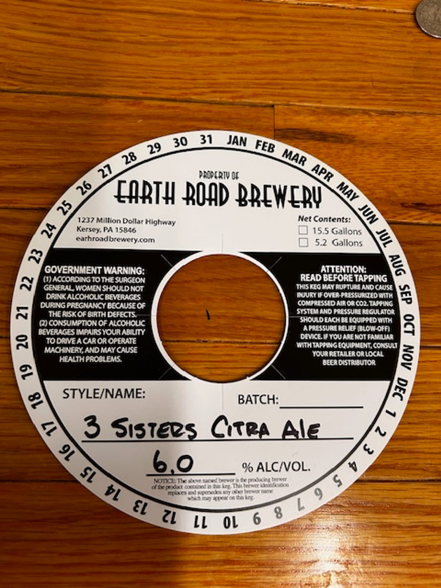 3 Sisters Citra Ale by Earth Road Brewery - beer label