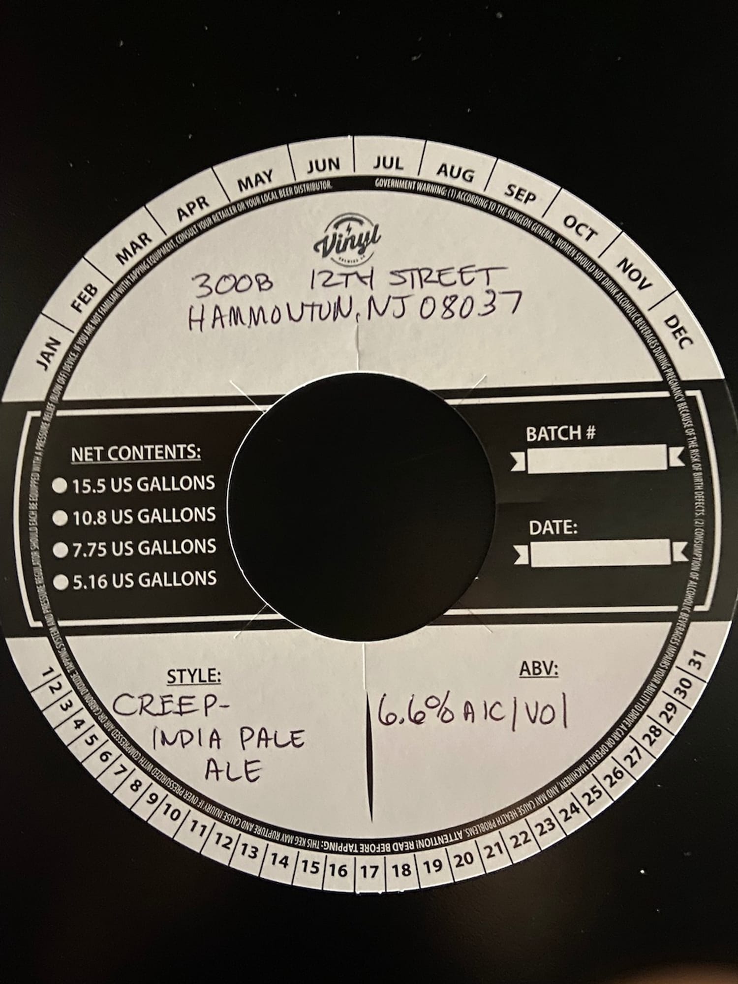 Vinyl by 300B Brewing - beer label