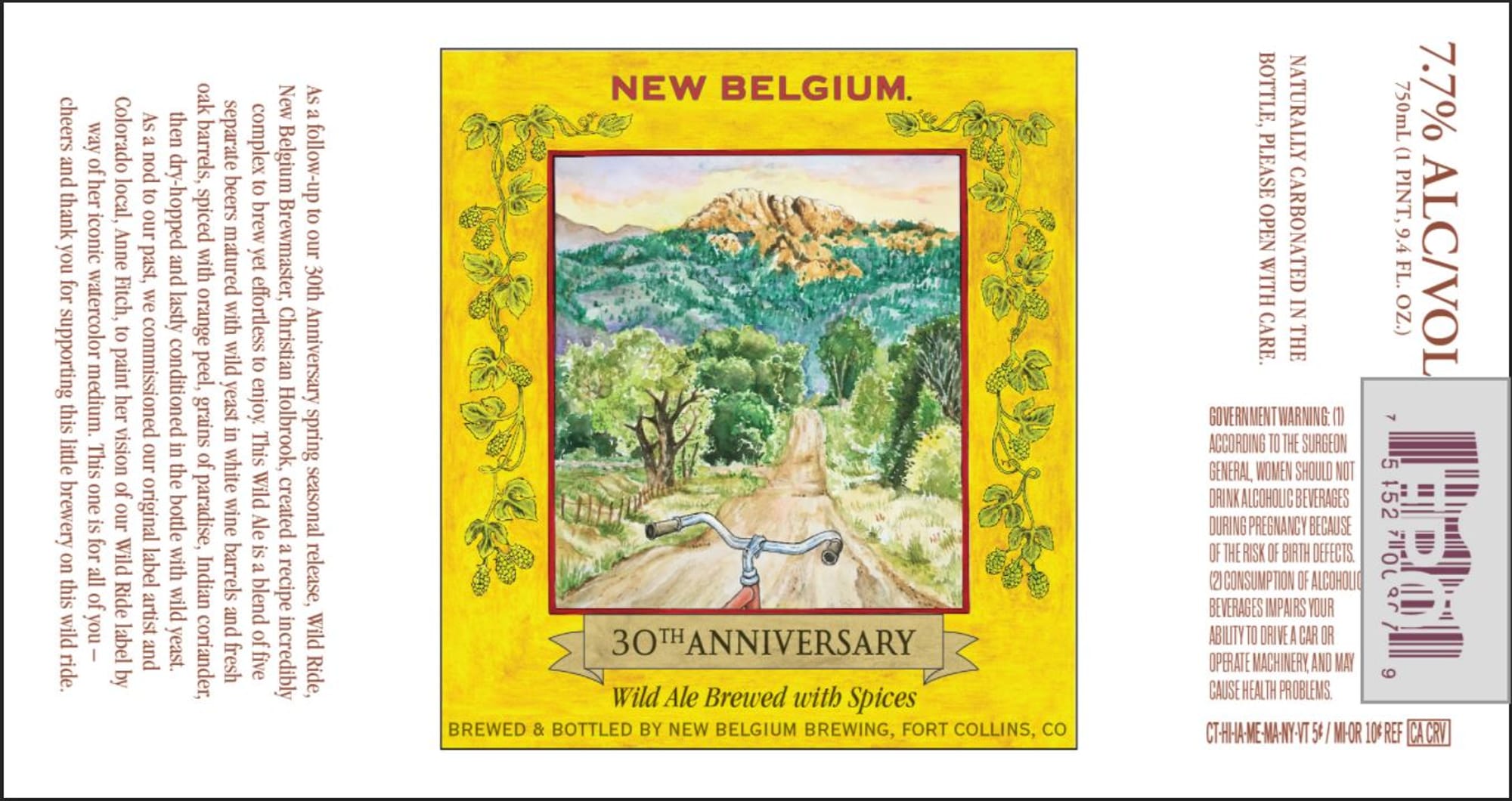 30th Anniversary Wild Ale by New Belgium Brewing - beer label