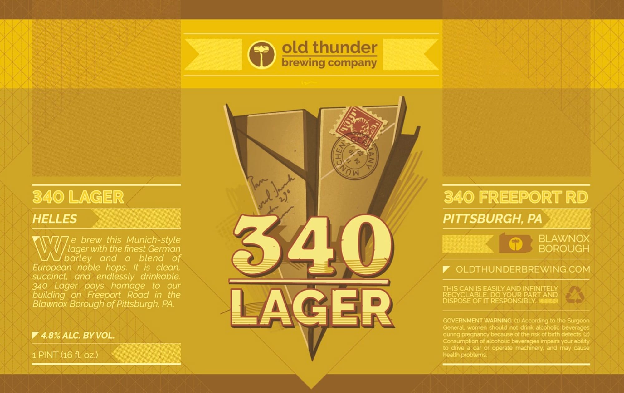 340 Lager by Old Thunder Brewing Company - beer label