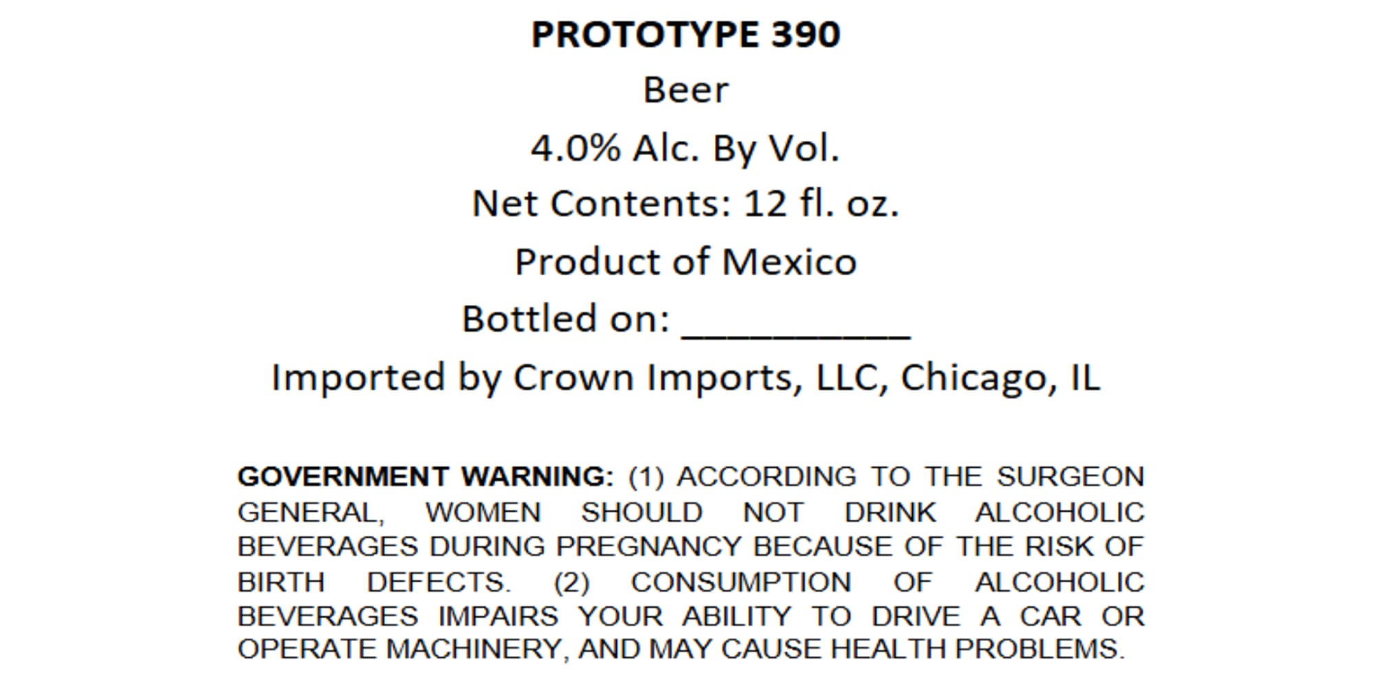 390 by Prototype - beer label