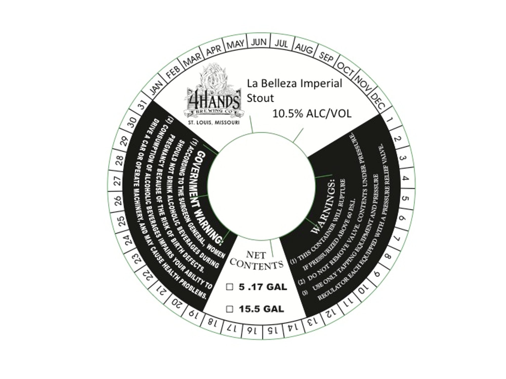 La Belleza Imperial Stout by 4 Hands Brewing Co. - beer label