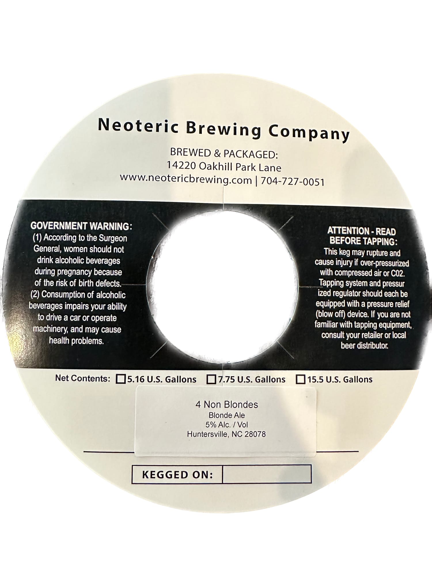 4 Non Blondes by Neoteric Brewing Company - beer label