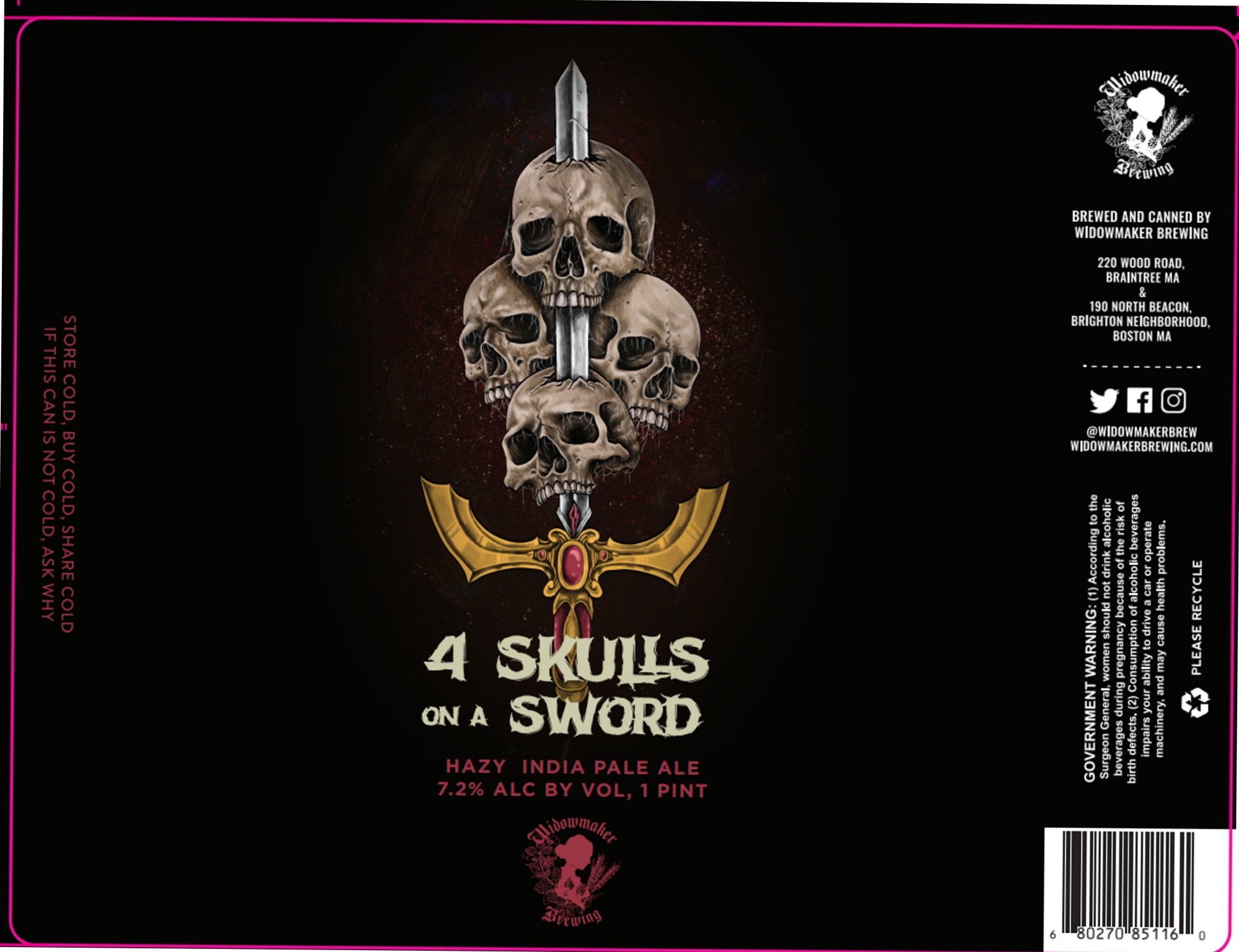 4 Skulls on a Sword by Widowmaker Brewing - beer label