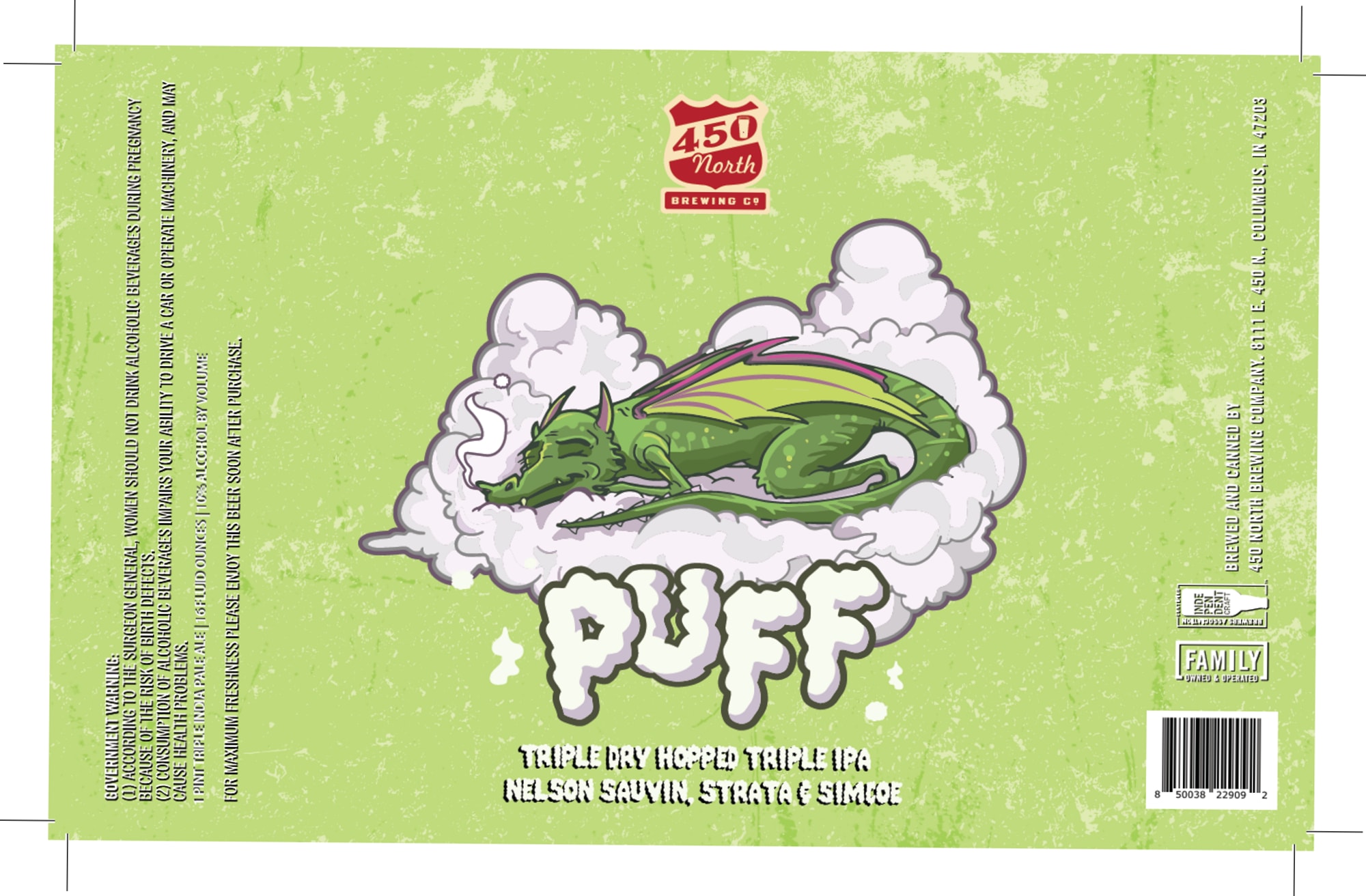 Puff by 450 North Brewing Co. - beer label