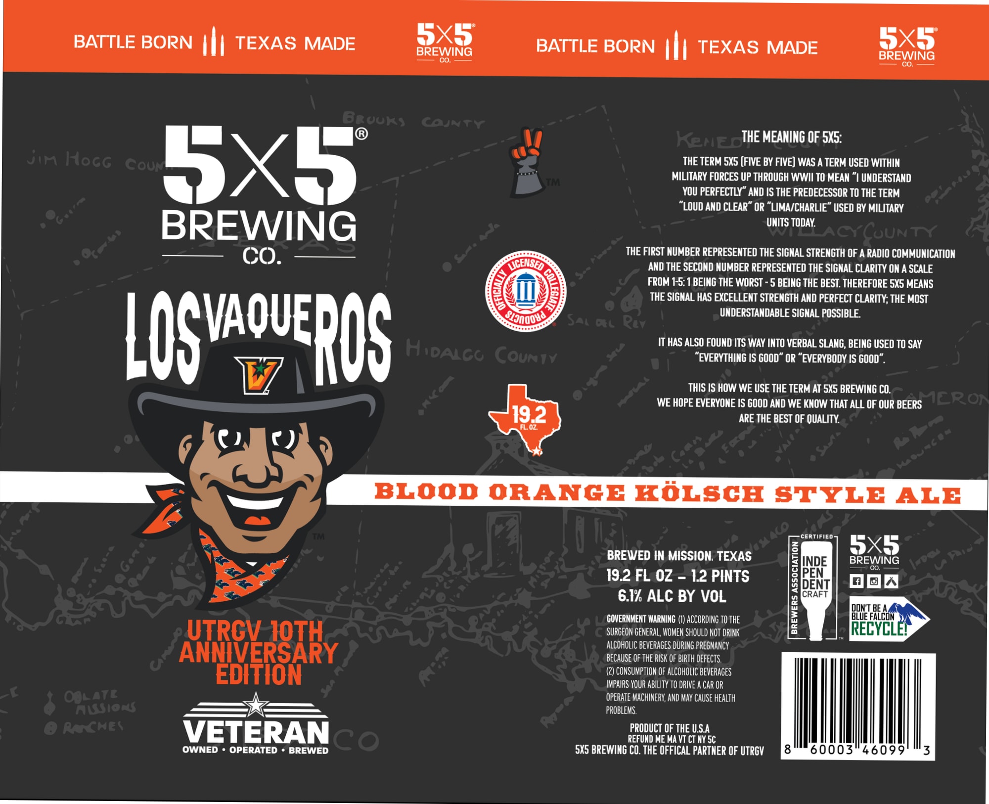 Los Vaqueros by 5x5 Brewing Co. - beer label