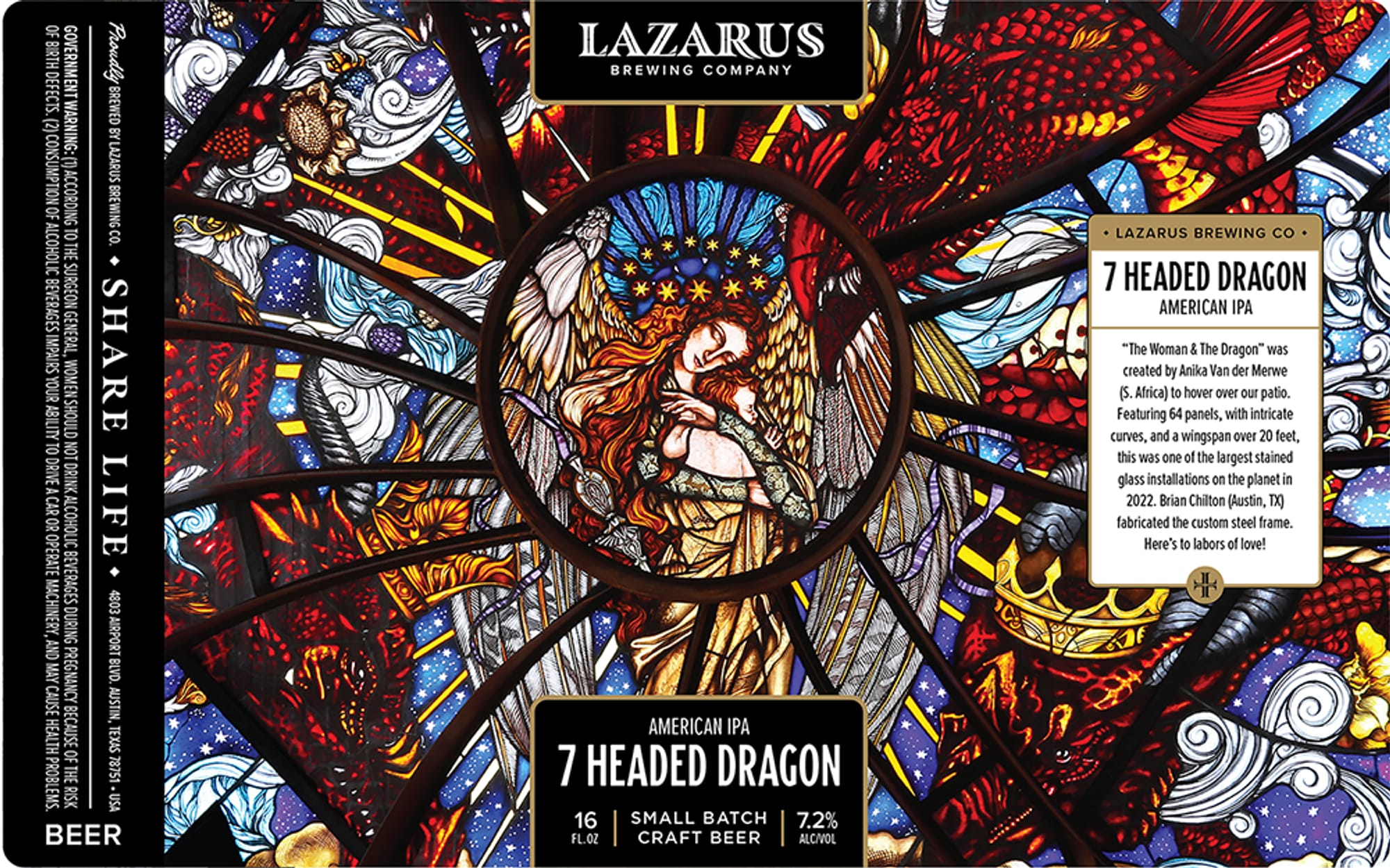 7 Headed Dragon by Lazarus Brewing Company - beer label