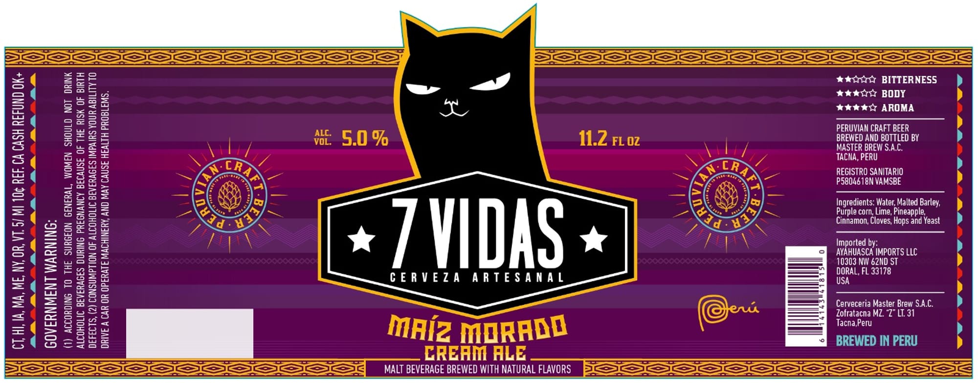 7 Vidas by Cervecería Master S.A.C. - beer label