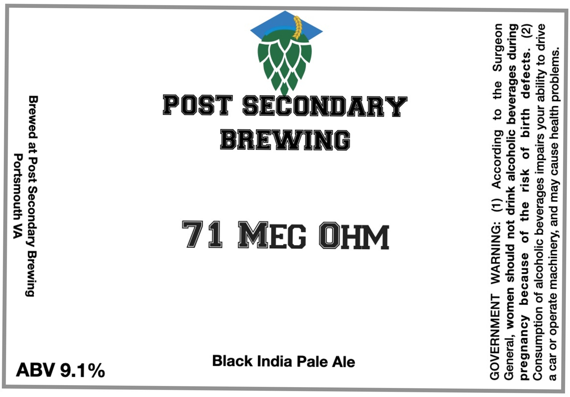 71 Meg Ohm by Post Secondary Brewing - beer label