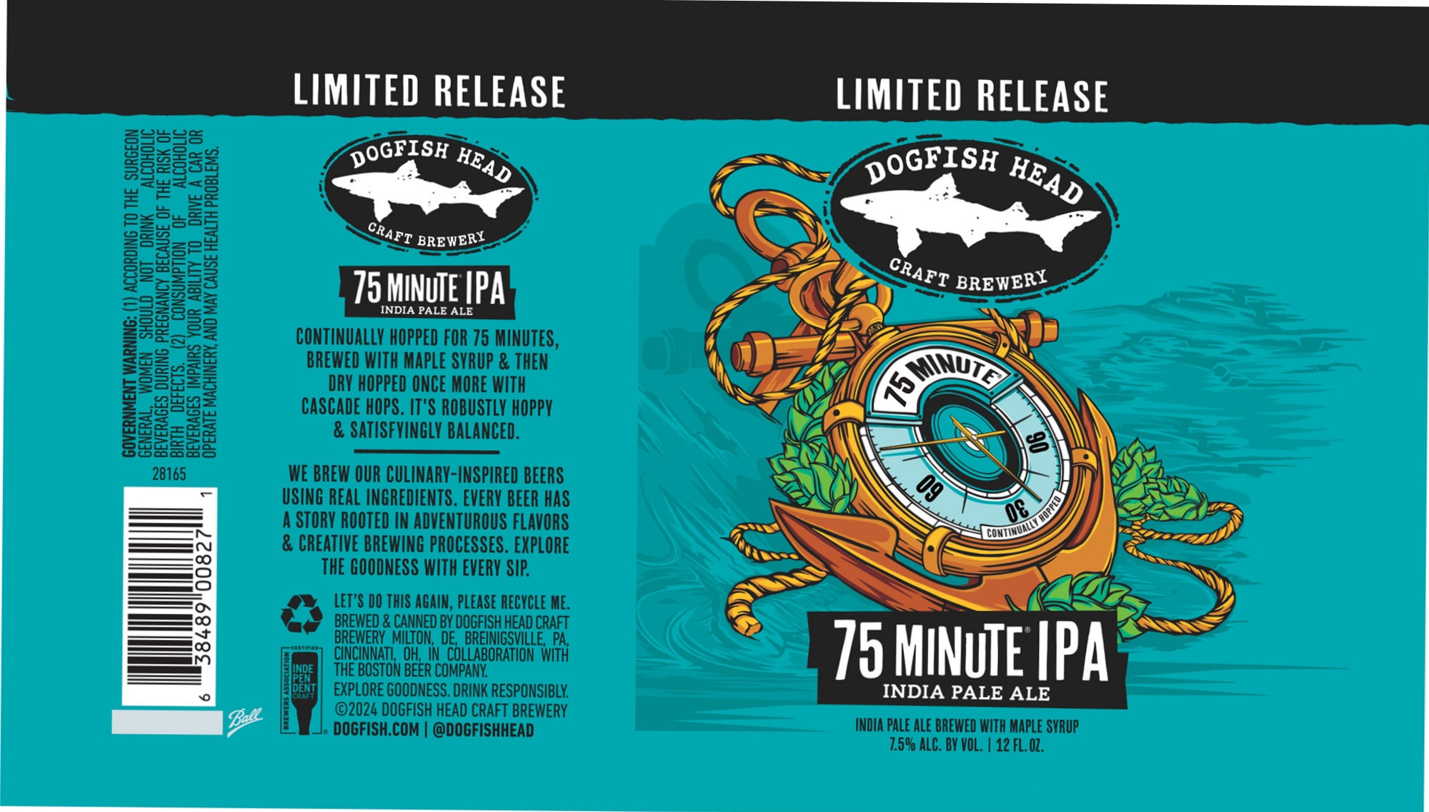 75 Minute IPA by Dogfish Head Brewery - beer label