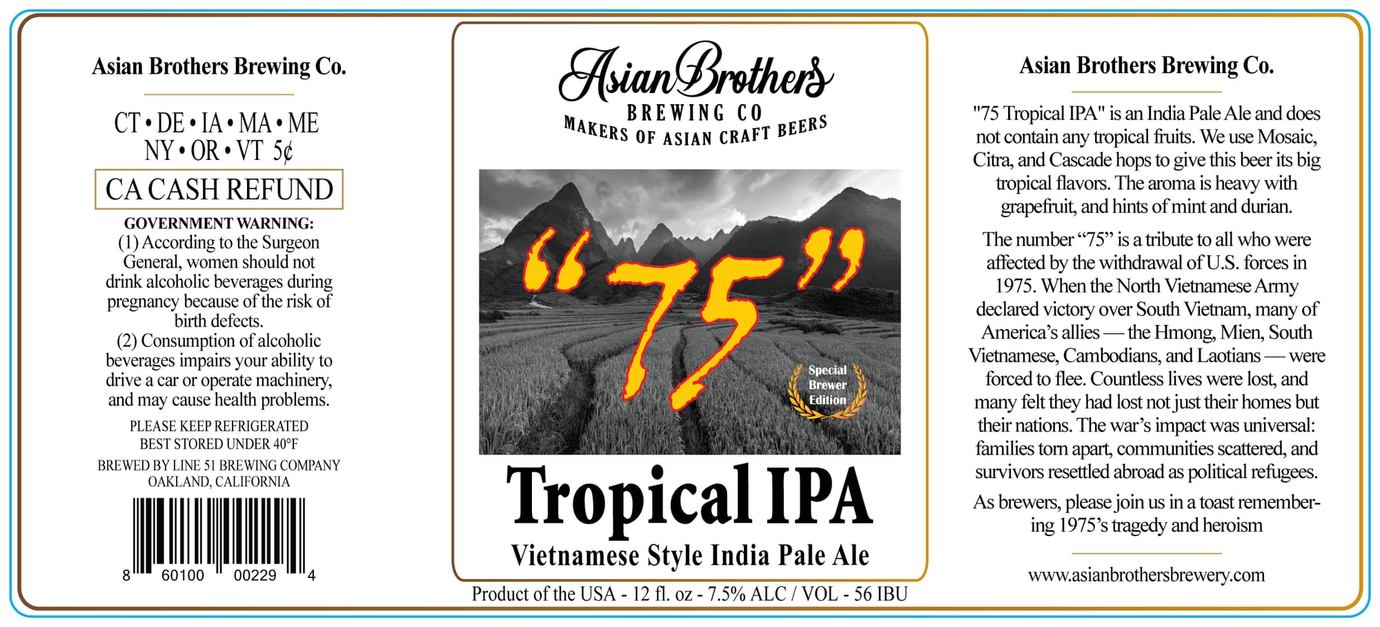 75 by Asian Brothers Brewing Co. - beer label
