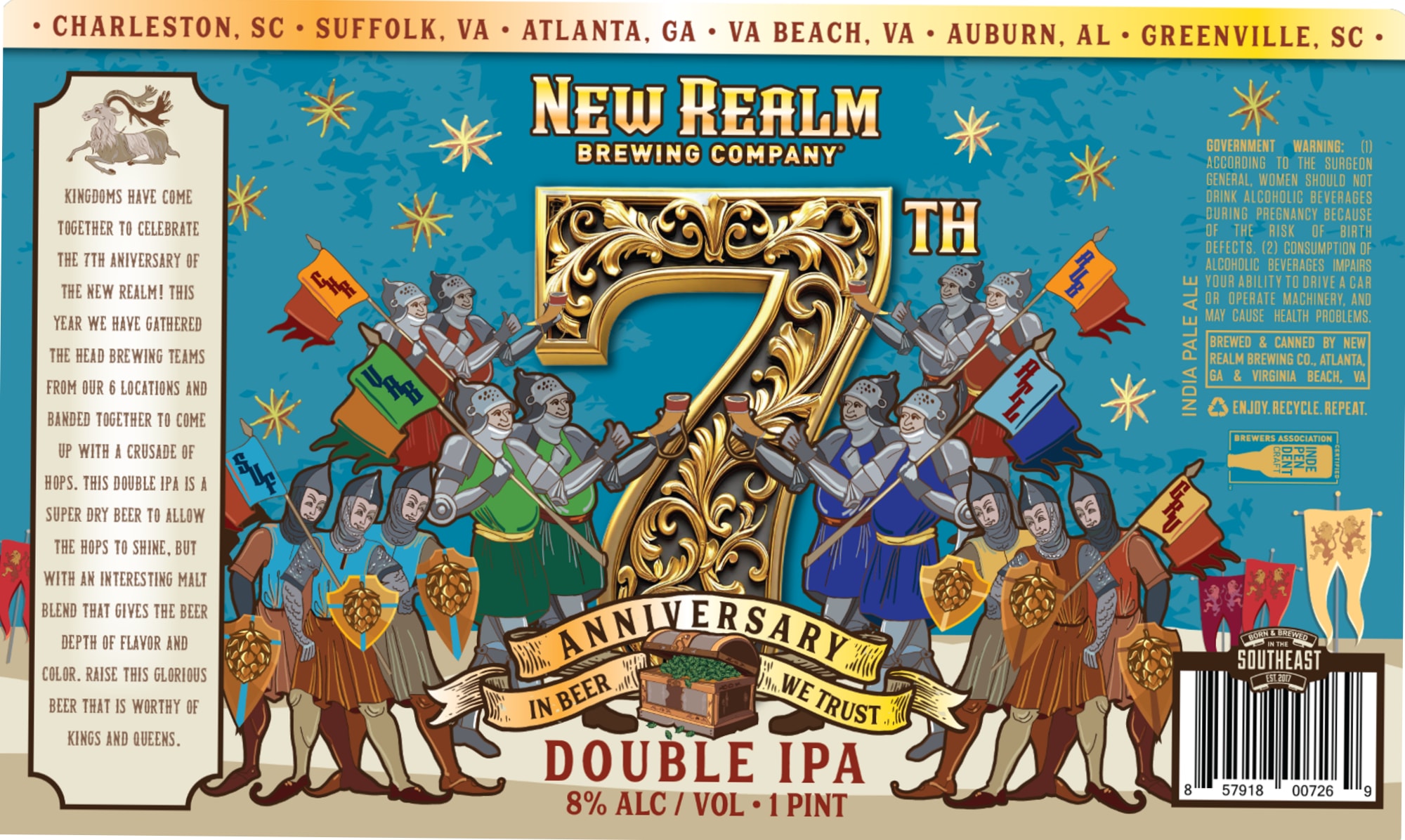 7th Anniversary Double IPA by New Realm Brewing Company - beer label