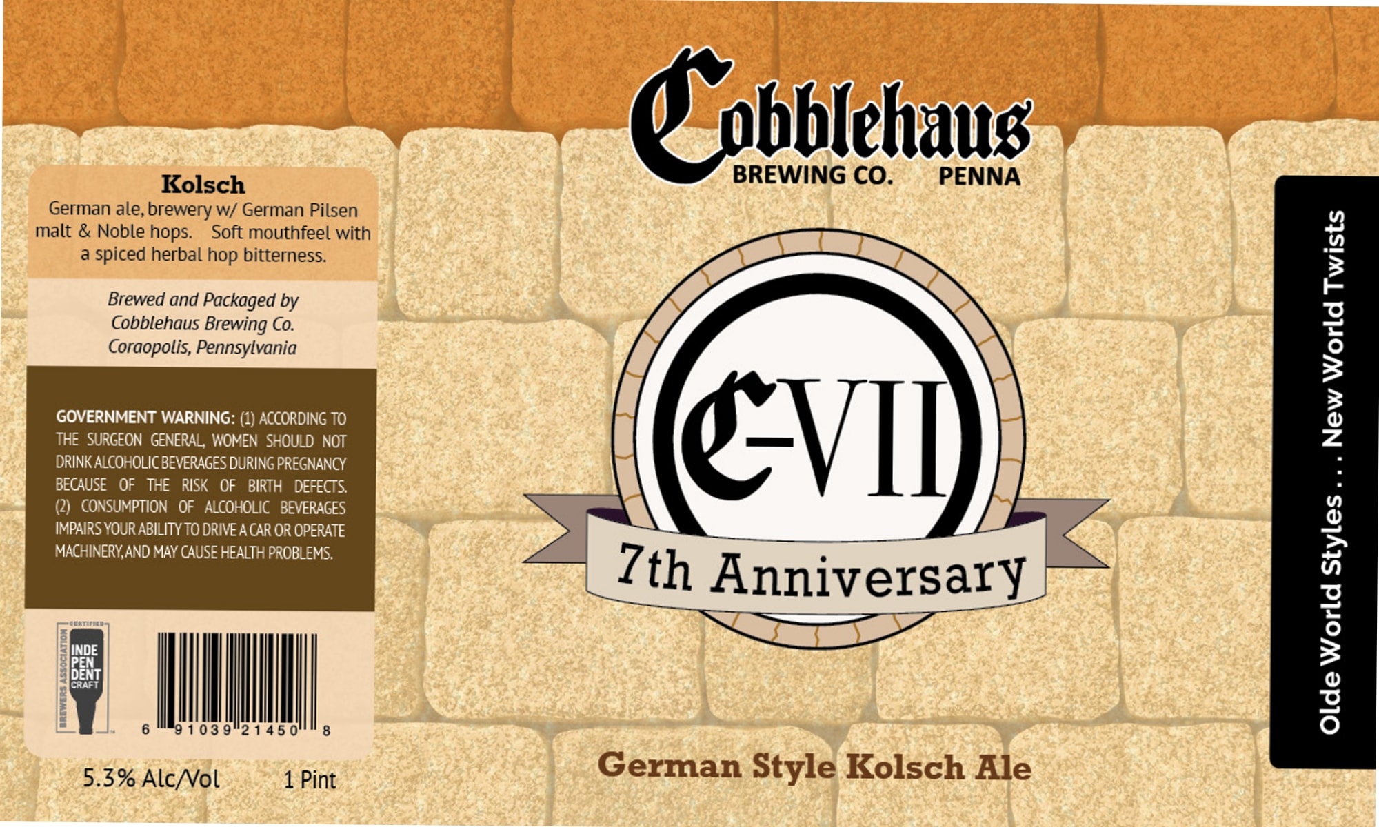 7th Anniversary Kolsch by Cobblehaus Brewing Co. - beer label