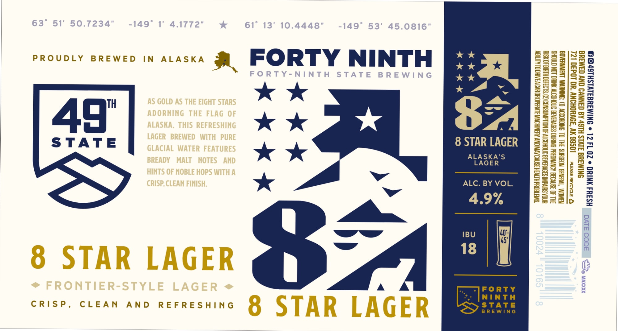 8 Star Lager by Forty Ninth State Brewing - beer label