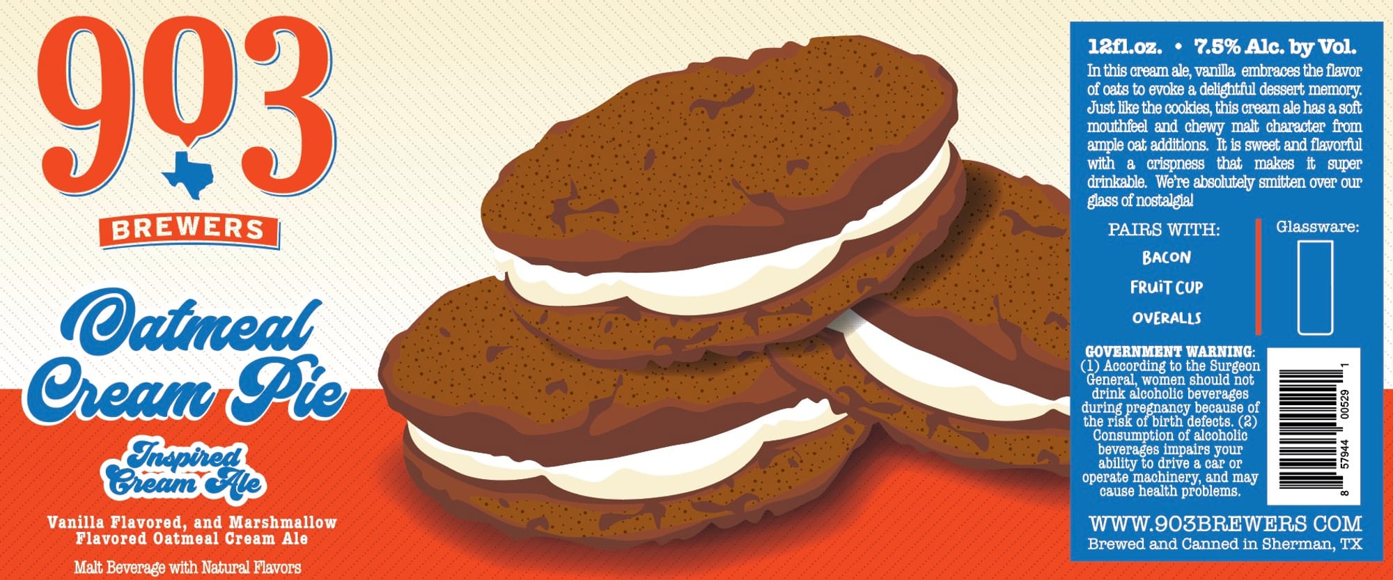 Oatmeal Cream Pie by 903 Brewers - beer label
