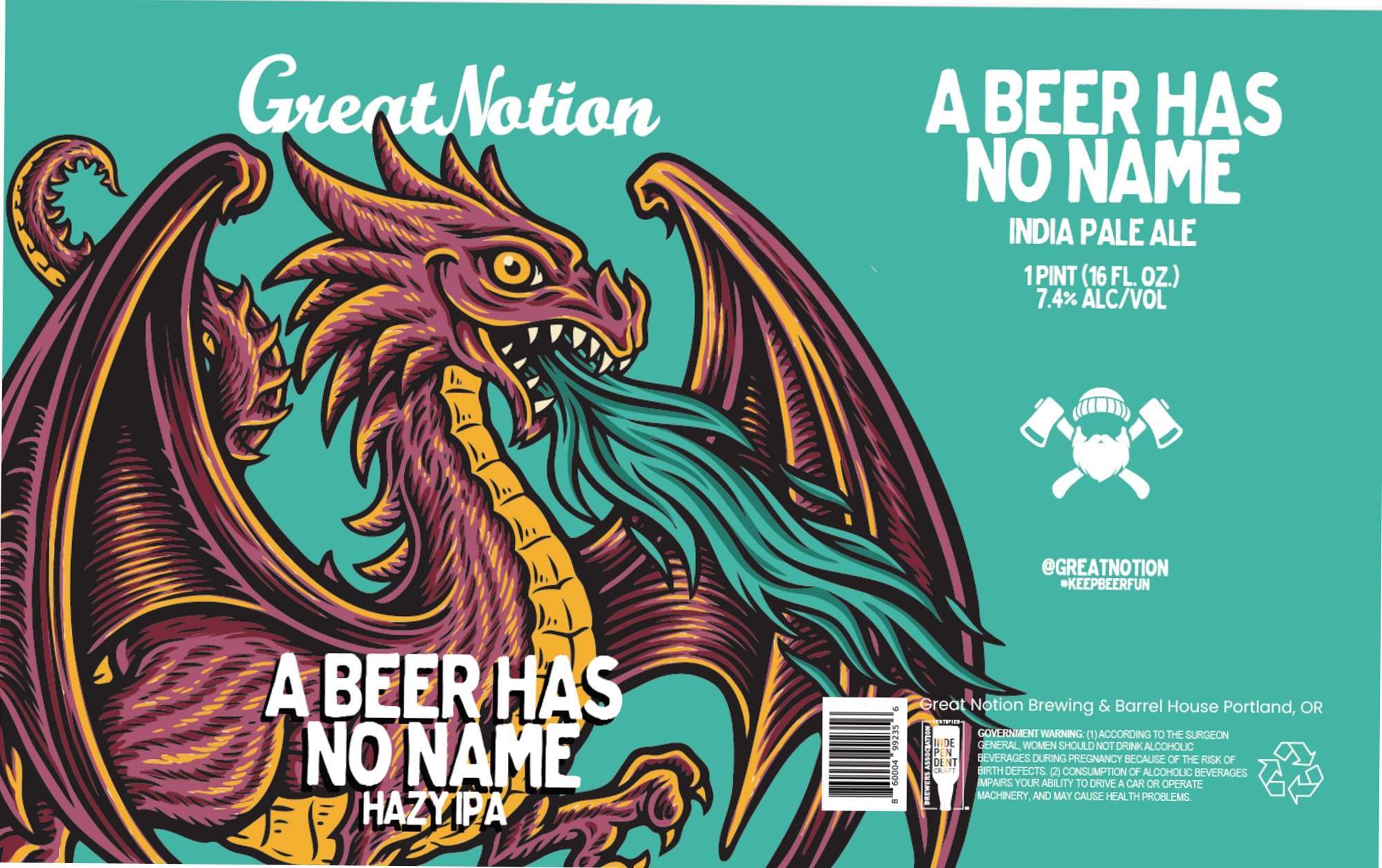 A Beer Has No Name by Great Nation Brewing - beer label