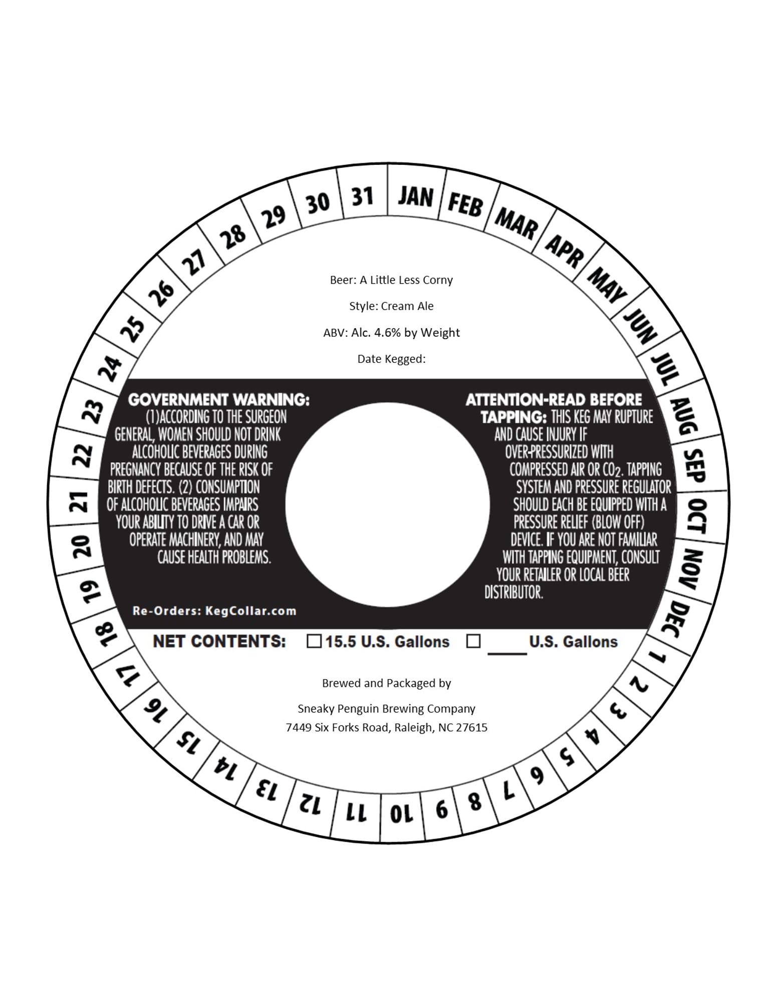 A Little Less Corny by Sneaky Penguin Brewing Company - beer label