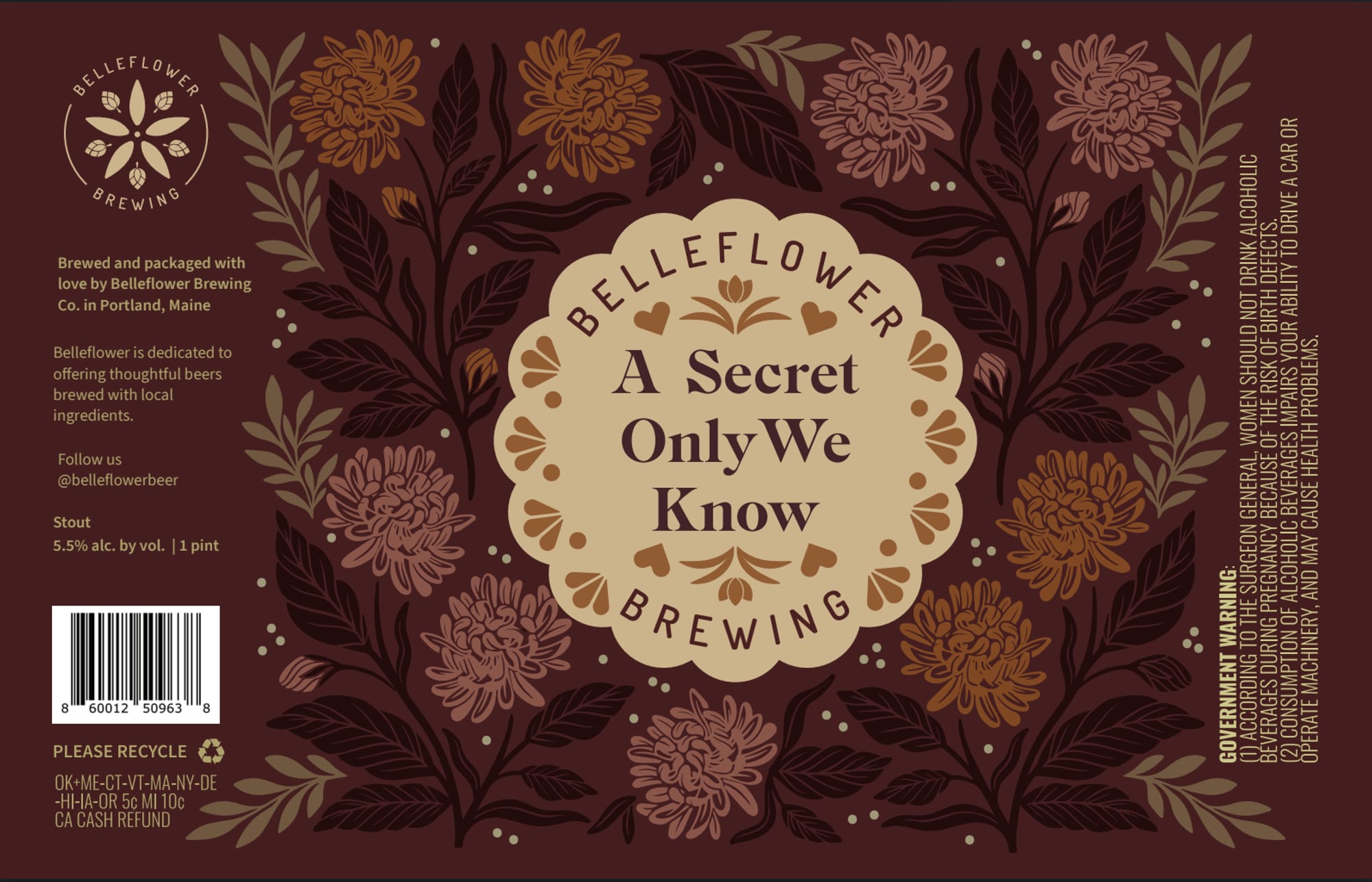A Secret Only We Know by Belleflower Brewing - beer label