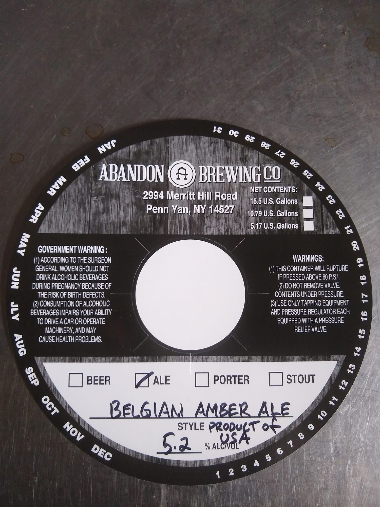 Belgian Amber Ale by Abandon Brewing Co - beer label