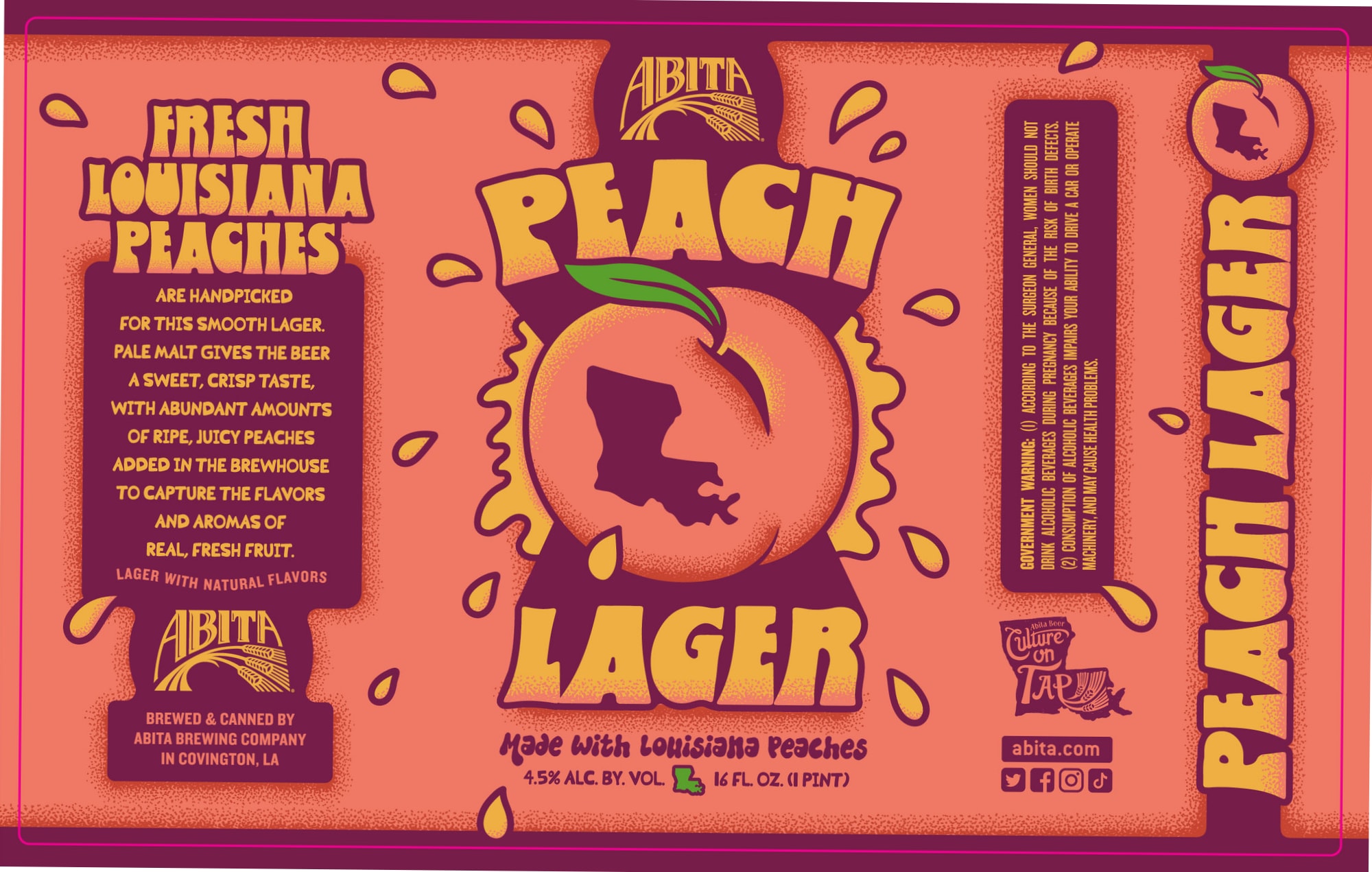 Abita Peach Lager by Abita Brewing Company - beer label