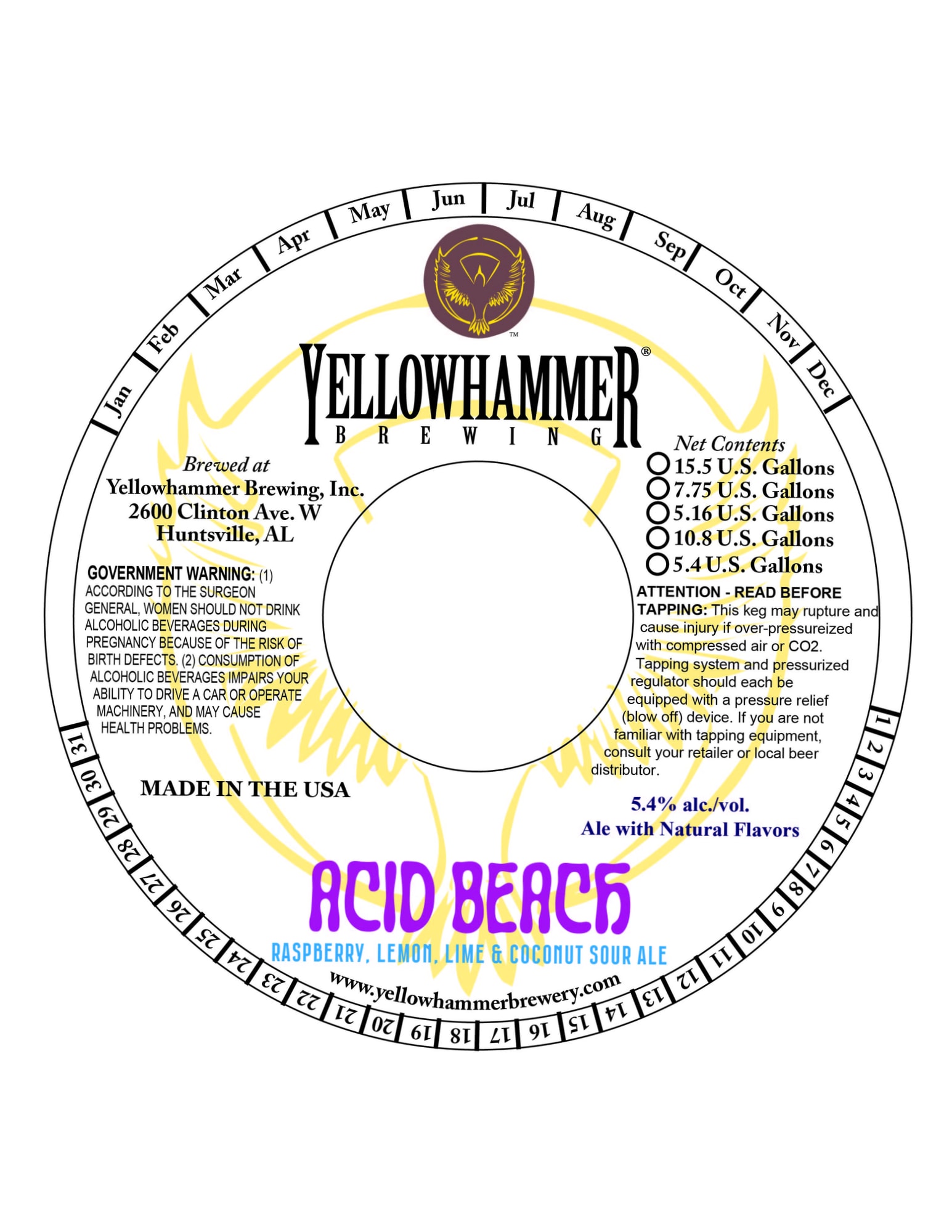 Acid Beach by Yellowhammer Brewing - beer label