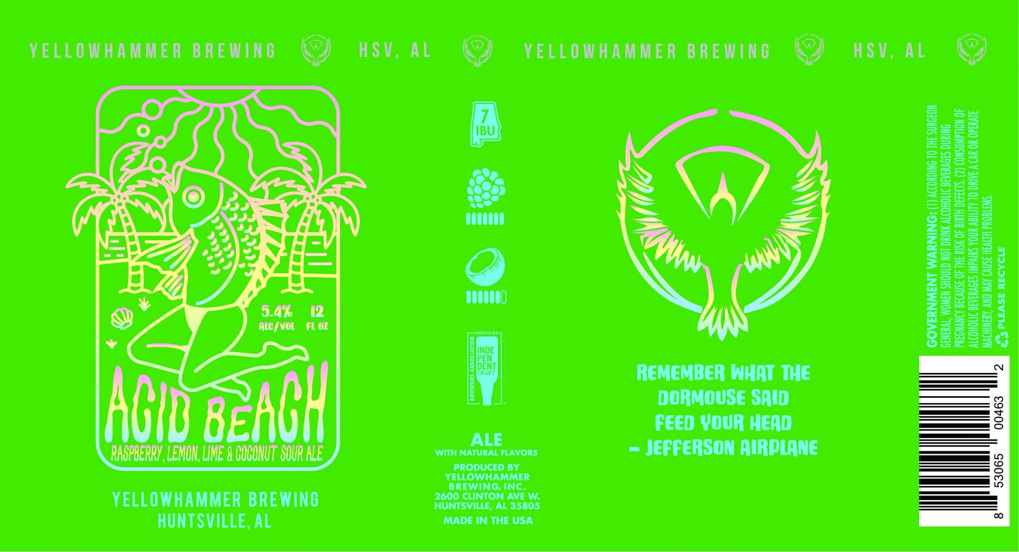 Acid Beach by Yellowhammer Brewing - beer label