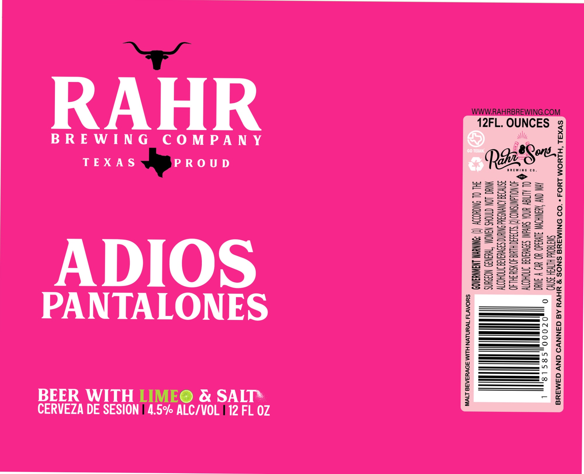 Adios Pantalones by Rahr Brewing Company - beer label