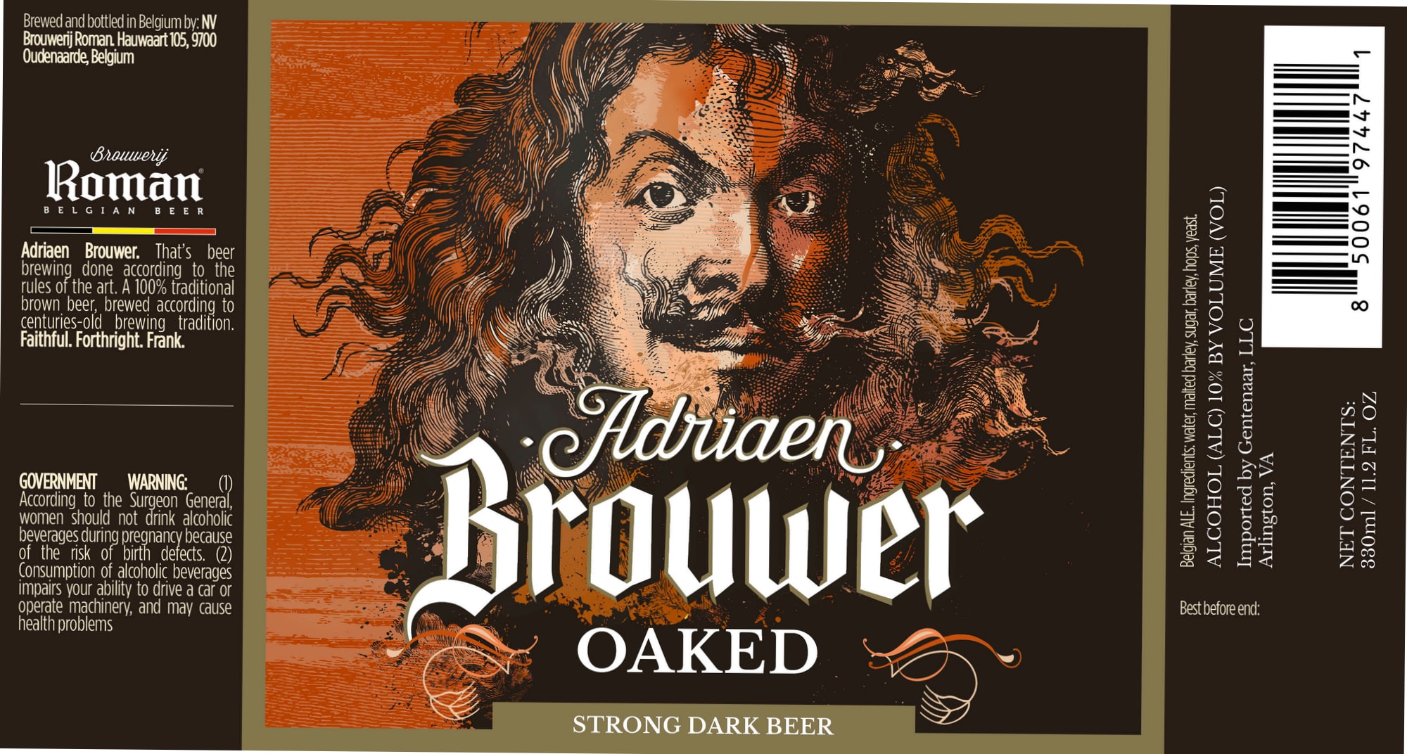 Adriaen Brouwer Oaked by Brouwerij Roman - beer label