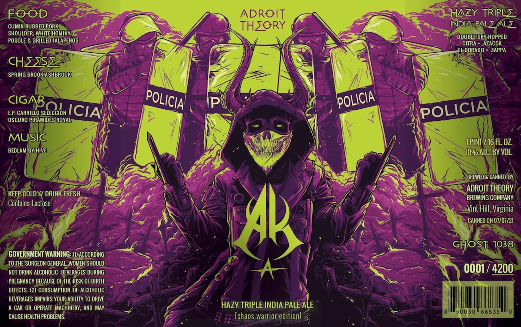 Hazed & Confused by Adroit Theory - beer label