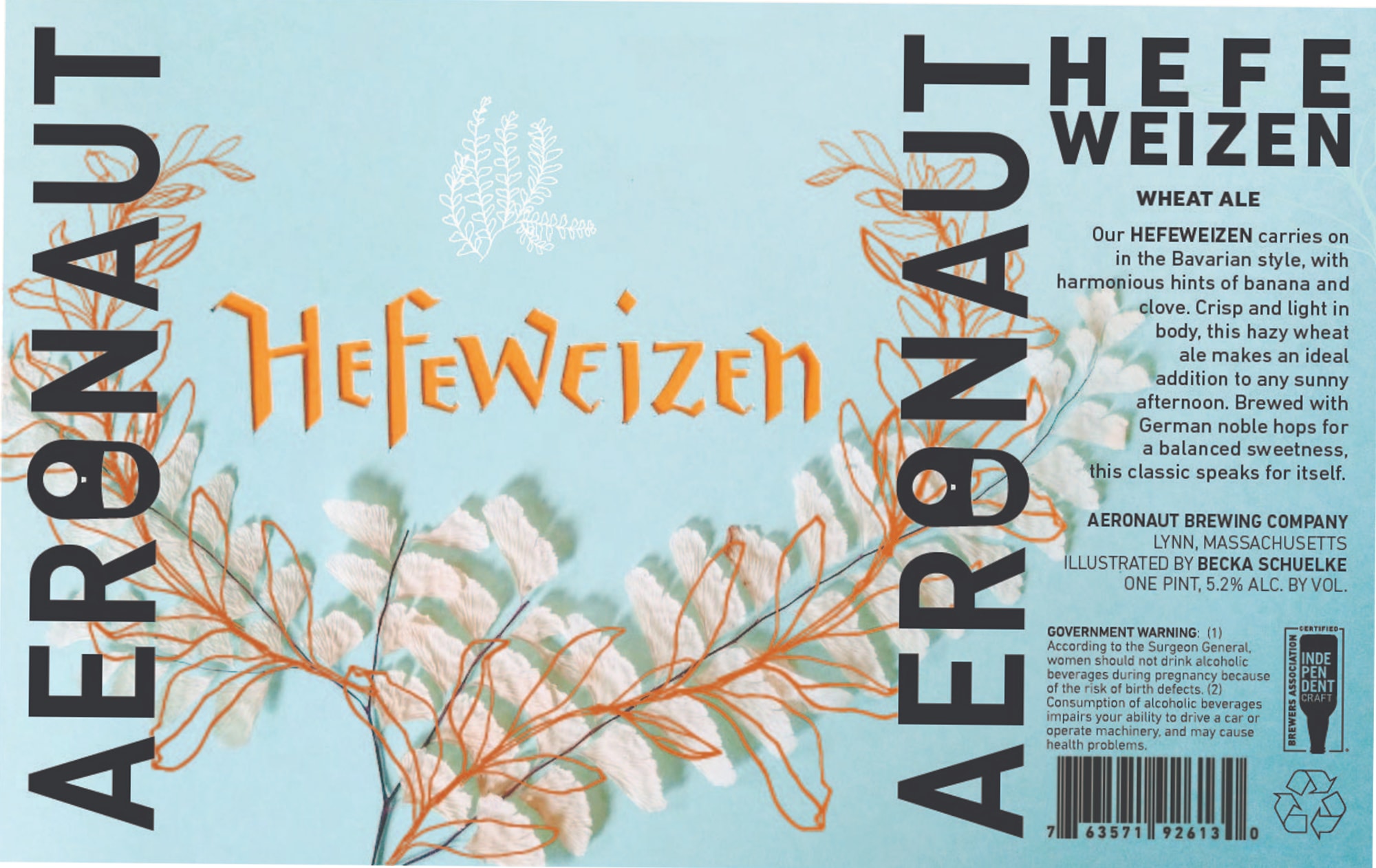 Hefeweizen by Aeronaut Brewing Company - beer label