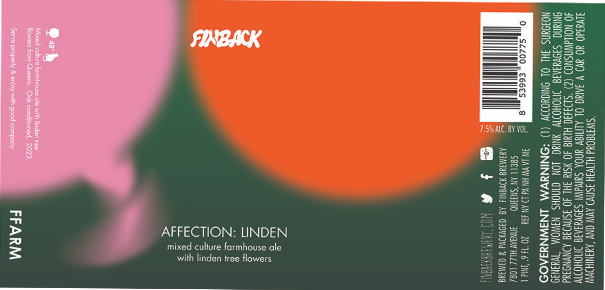 Affection: Linden by Finback Brewery - beer label