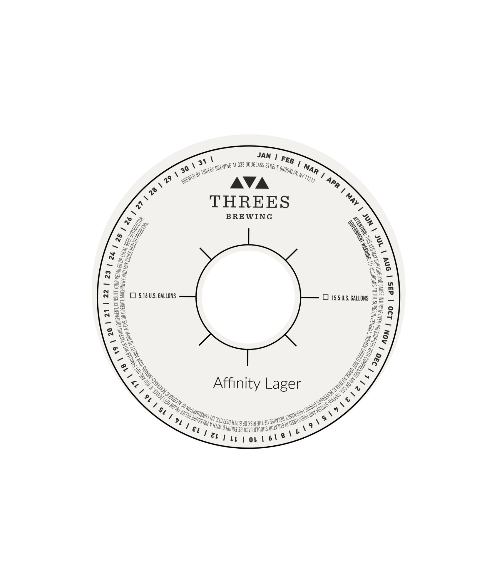 Affinity Lager by Threes Brewing - beer label