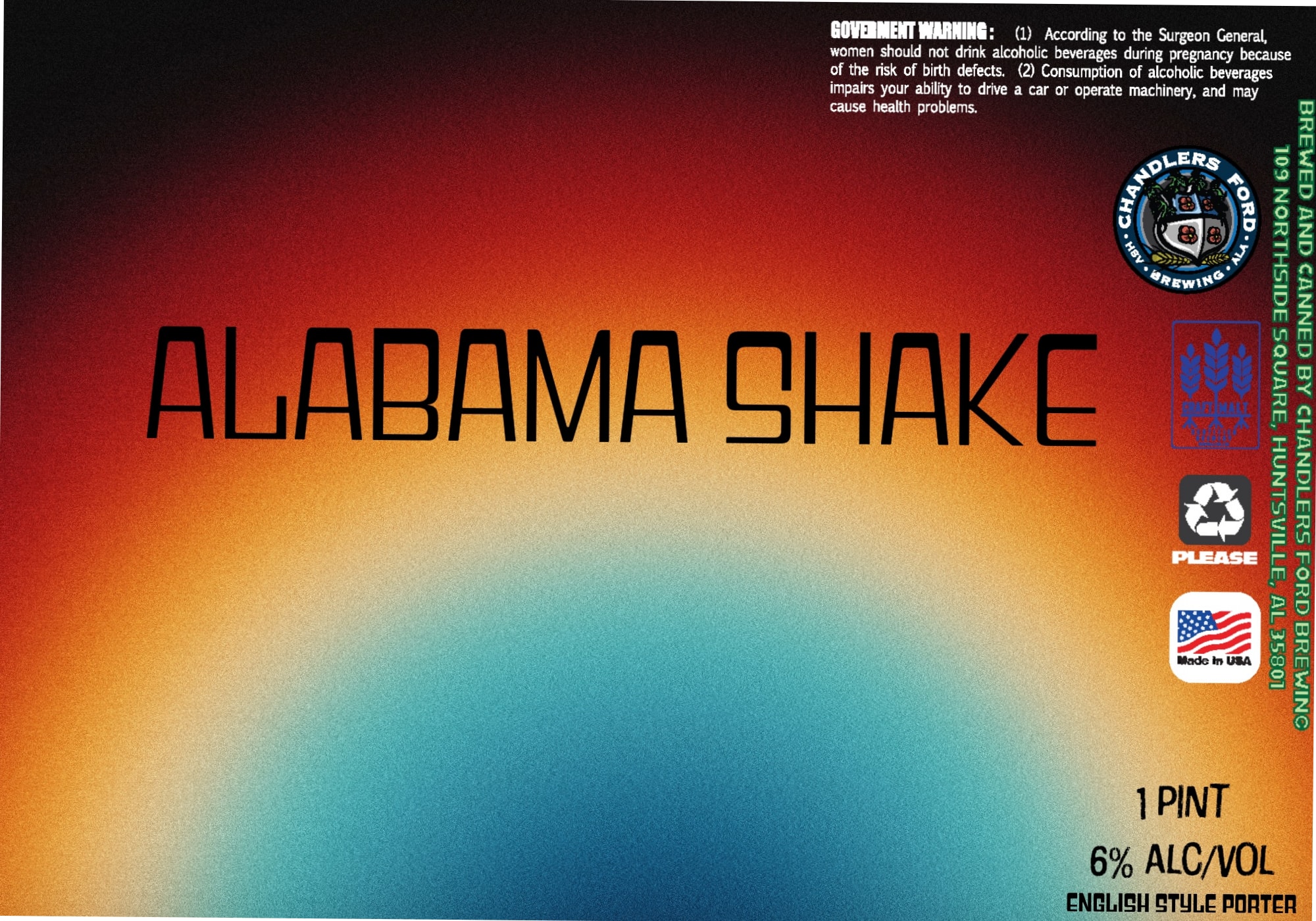 Alabama Shake by Chandlers Ford Brewing - beer label
