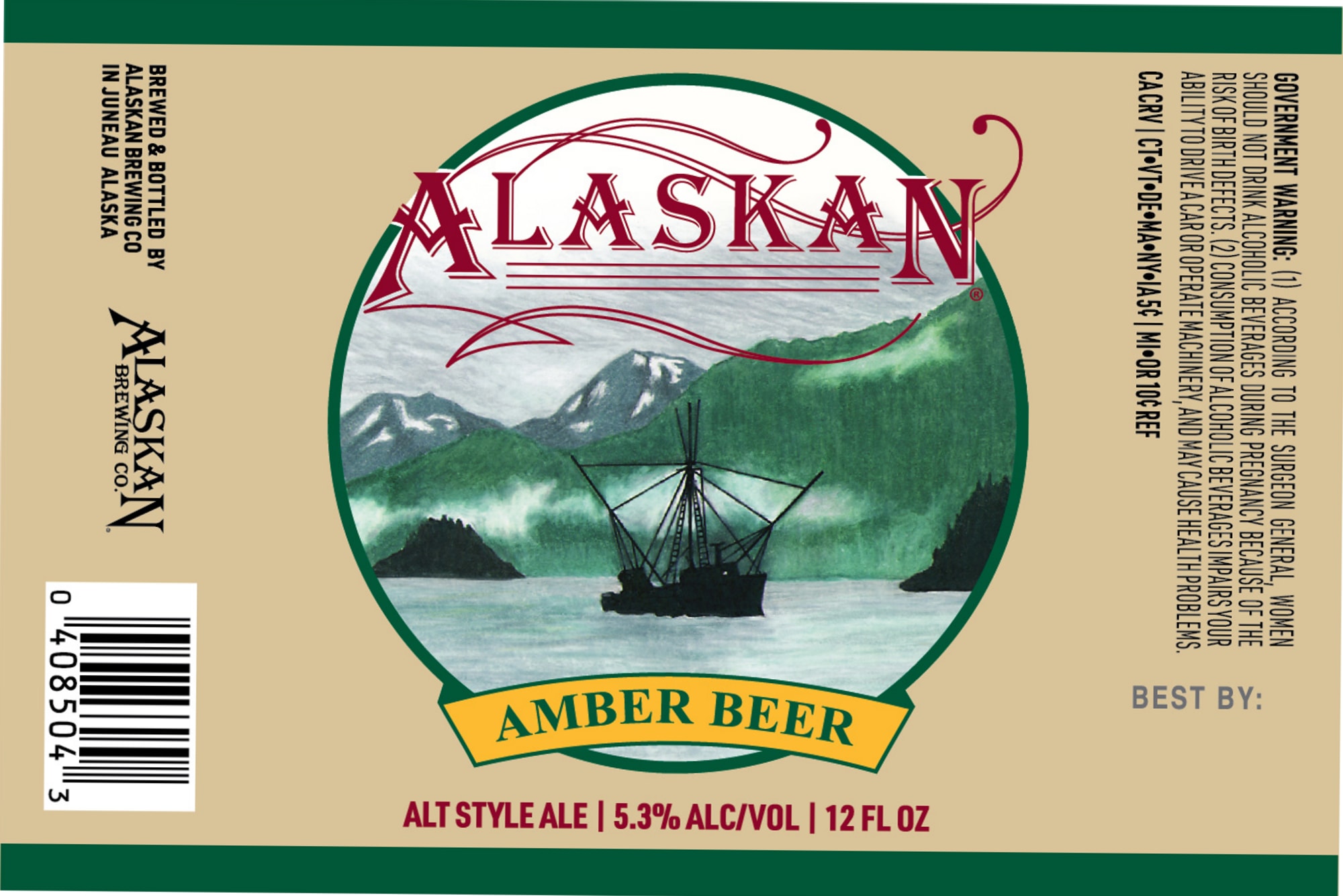 Alaskan Amber by Alaskan Brewing Company - beer label