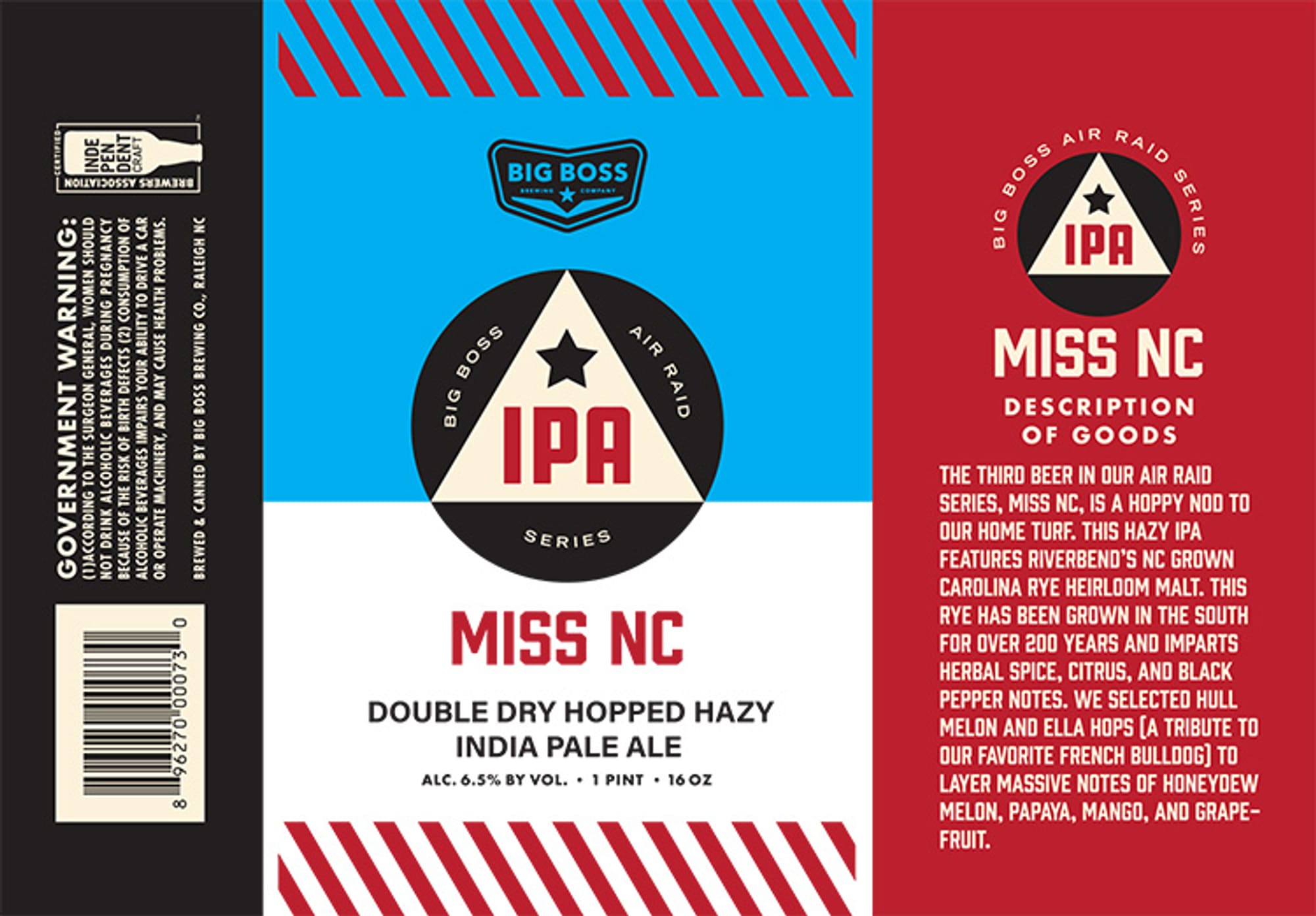 Miss NC by Big Boss Brewing Co. - beer label