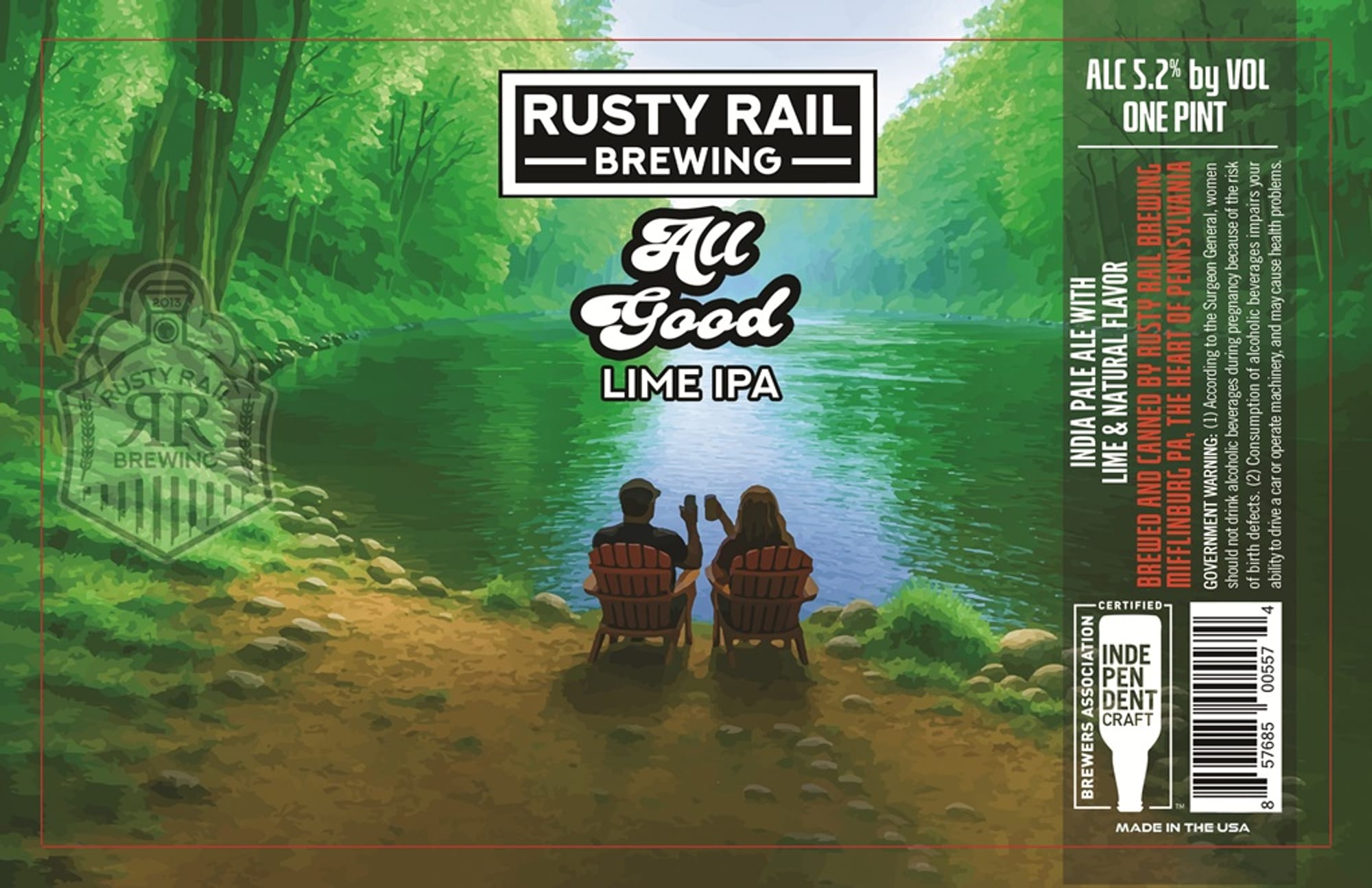 All Good Lime IPA by Rusty Rail Brewing - beer label