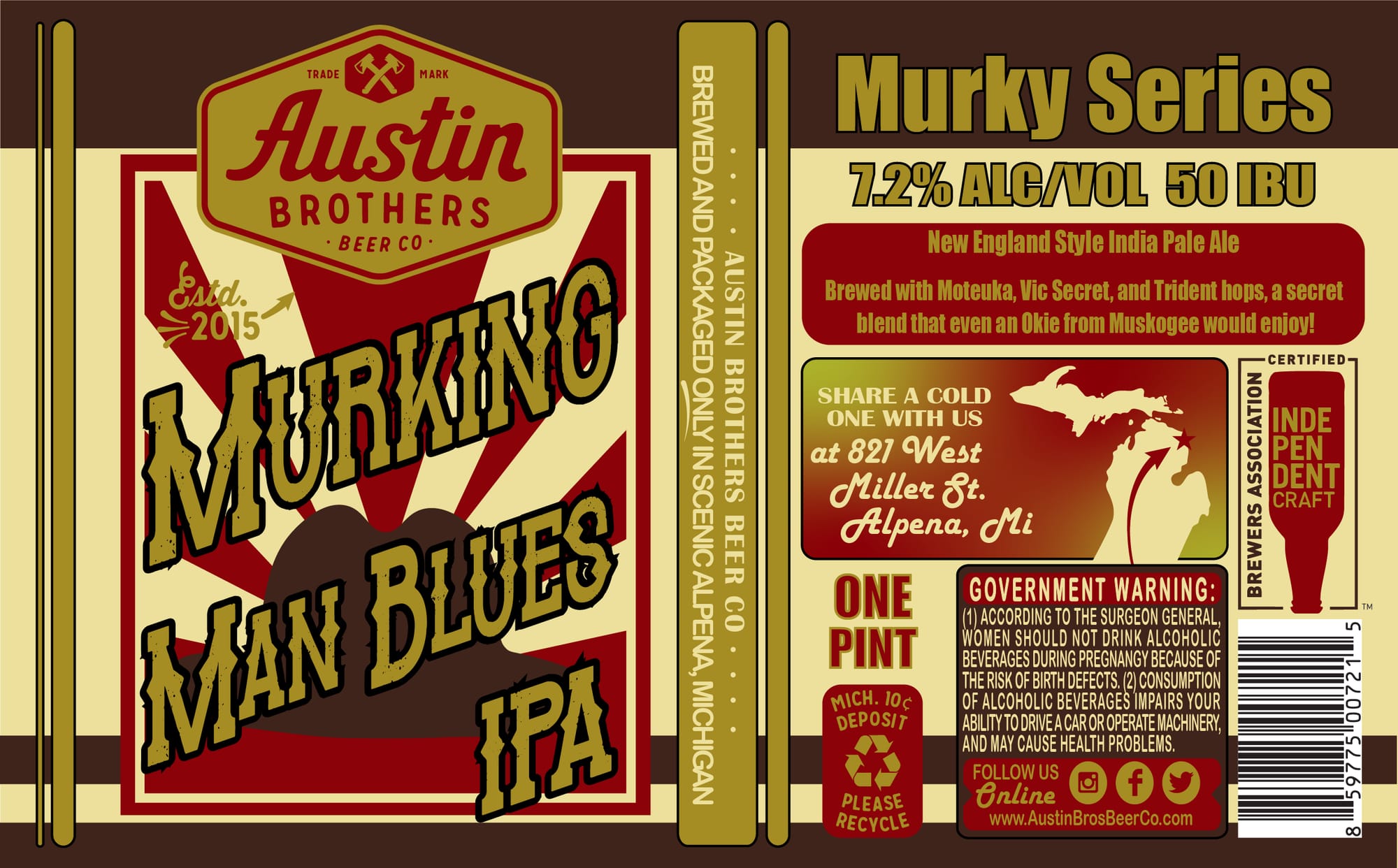 Murky Man Blues IPA by Austin Brothers Beer Co. - beer label