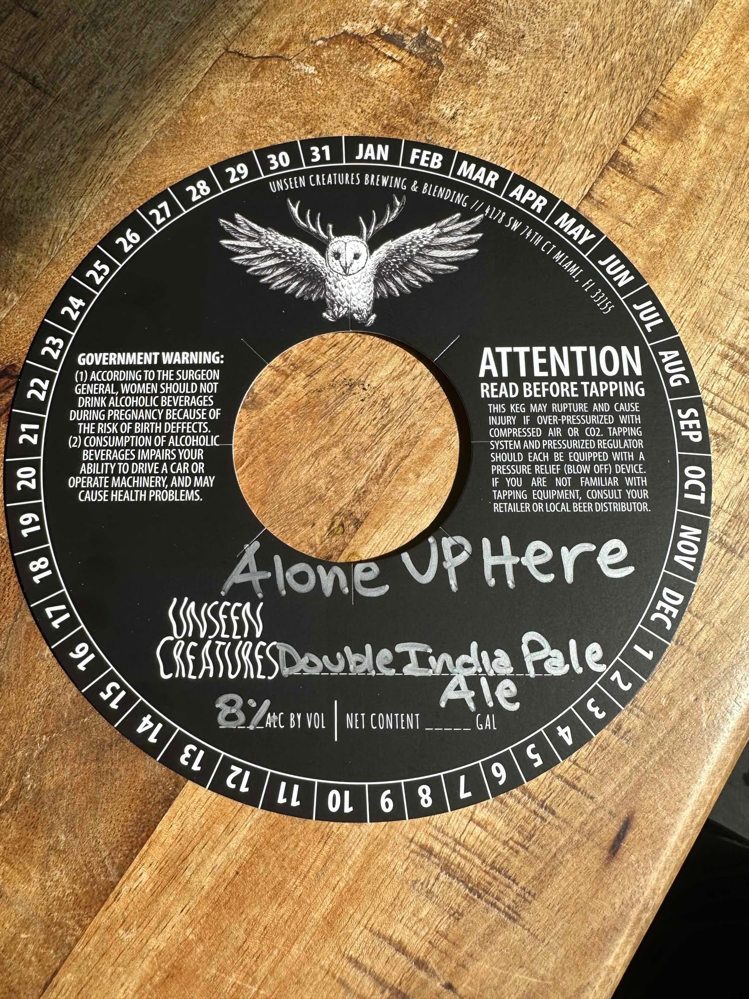 Alone Up Here Double India Pale Ale by Unseen Creatures Brewing & Blending - beer label